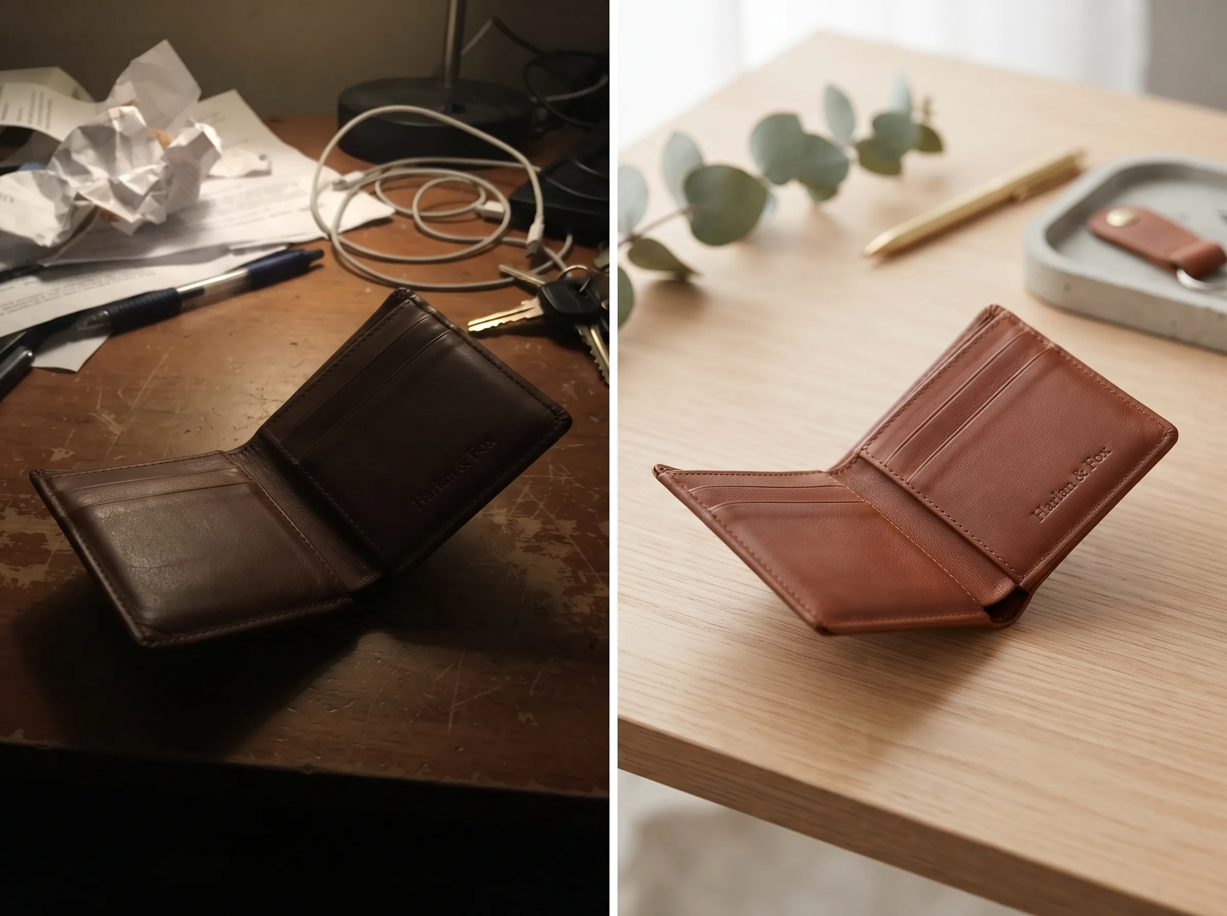 Before and after transformation of a product photo into a polished ad creative for an Amazon sponsored ad creative workflow