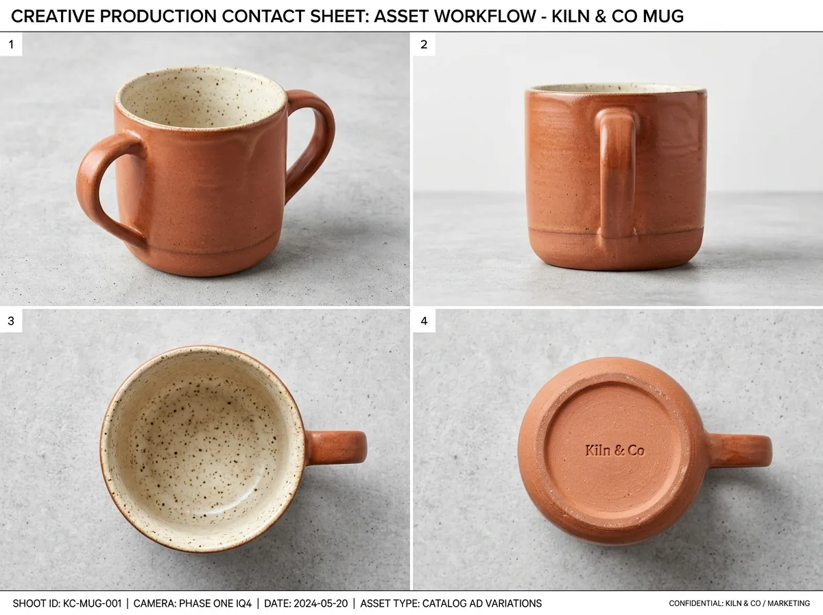 Multiple styled product variations generated for a catalog sales ad workflow in Scalio