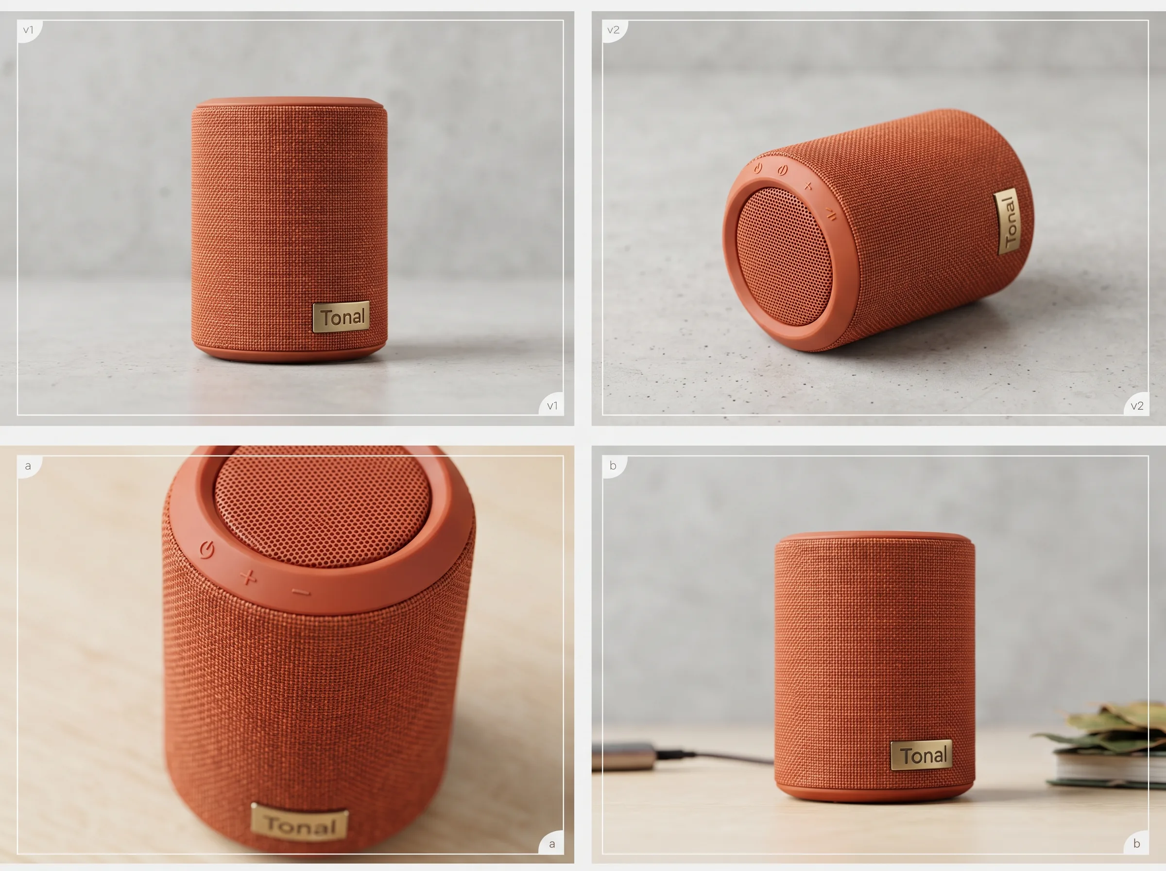 Multiple styled product variations generated for a Google Display ad creative workflow in Scalio