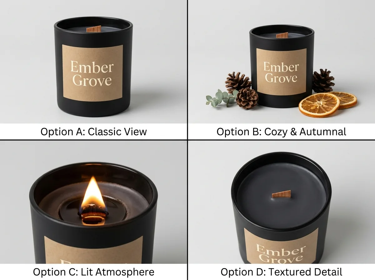 Multiple styled product variations generated for a Pinterest ad creative workflow in Scalio