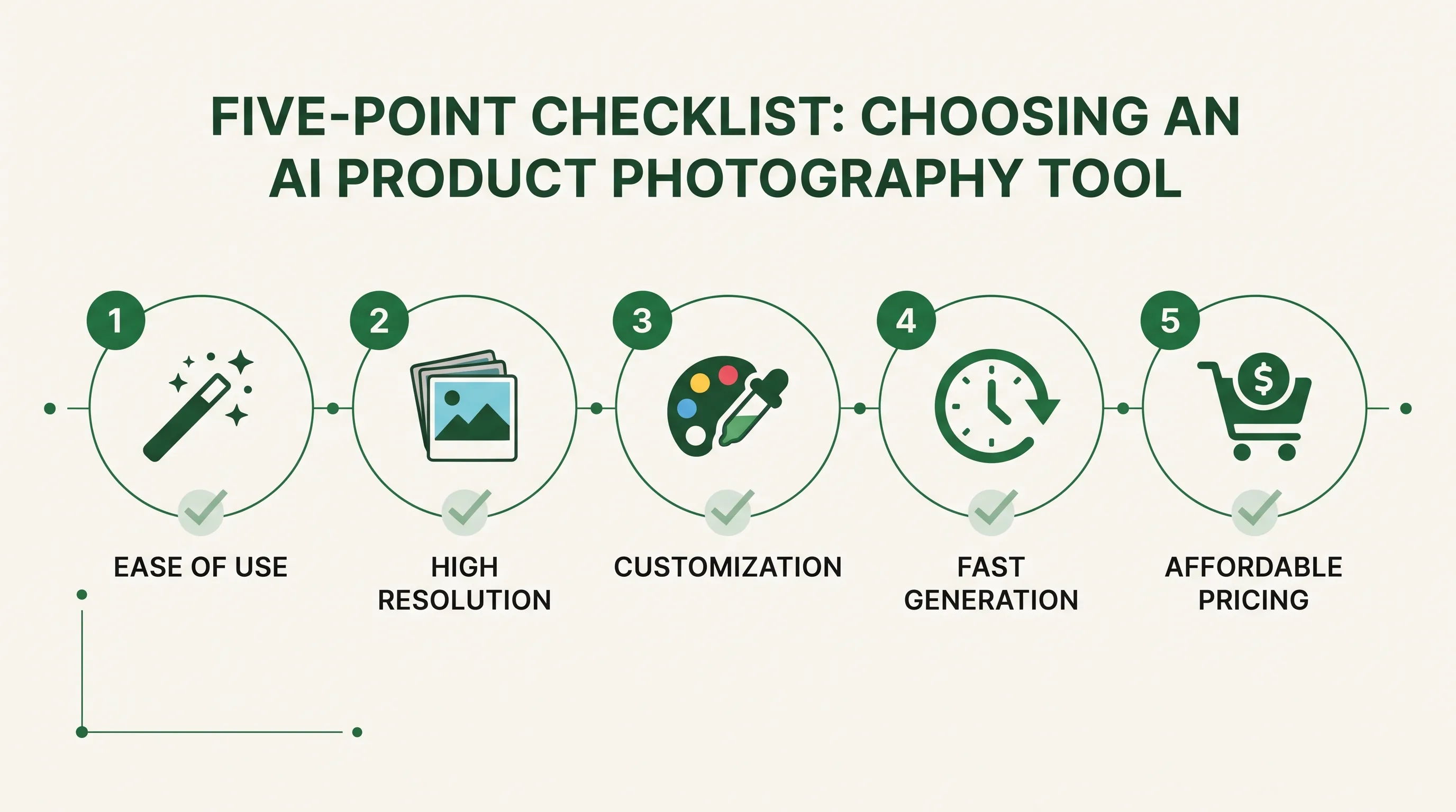 Five-point checklist for choosing the right AI product photography tool