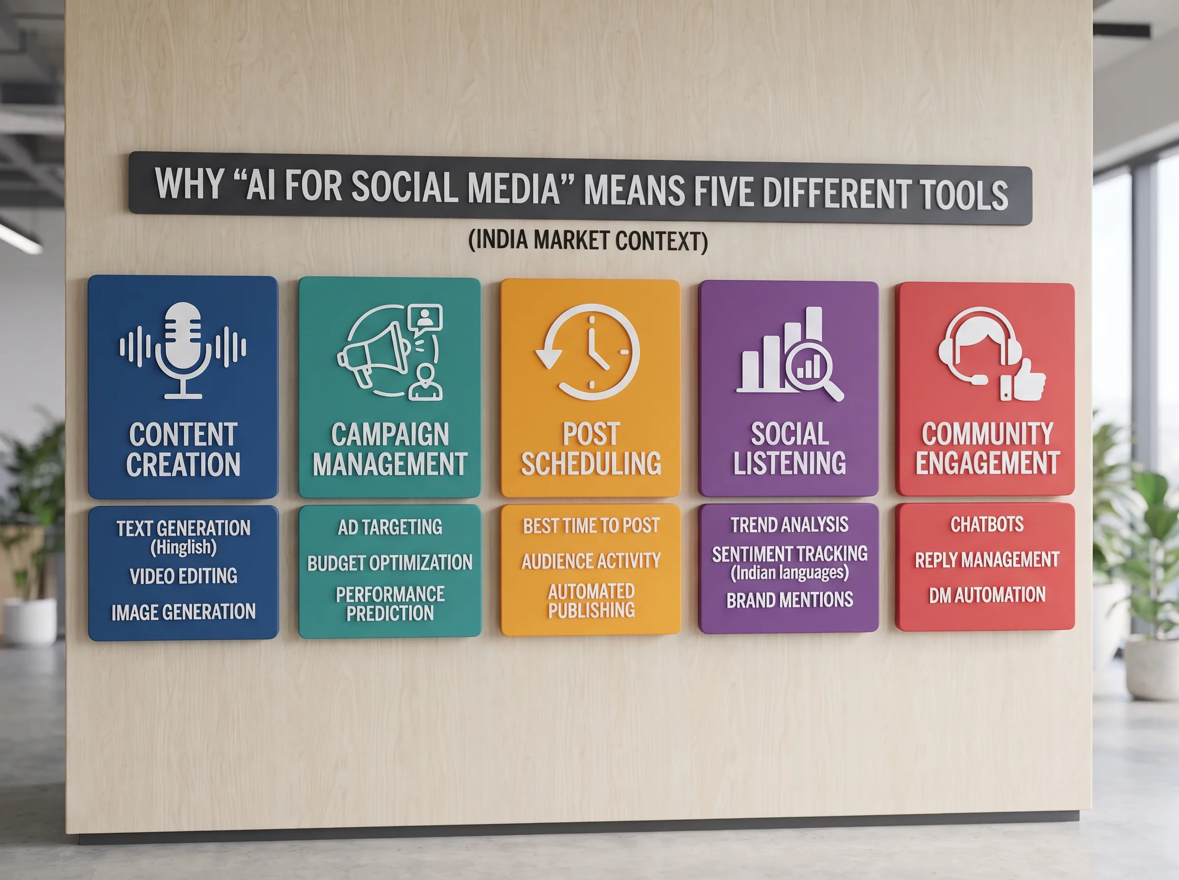 Why "AI for social media" means five different tools, not one — ai for social media