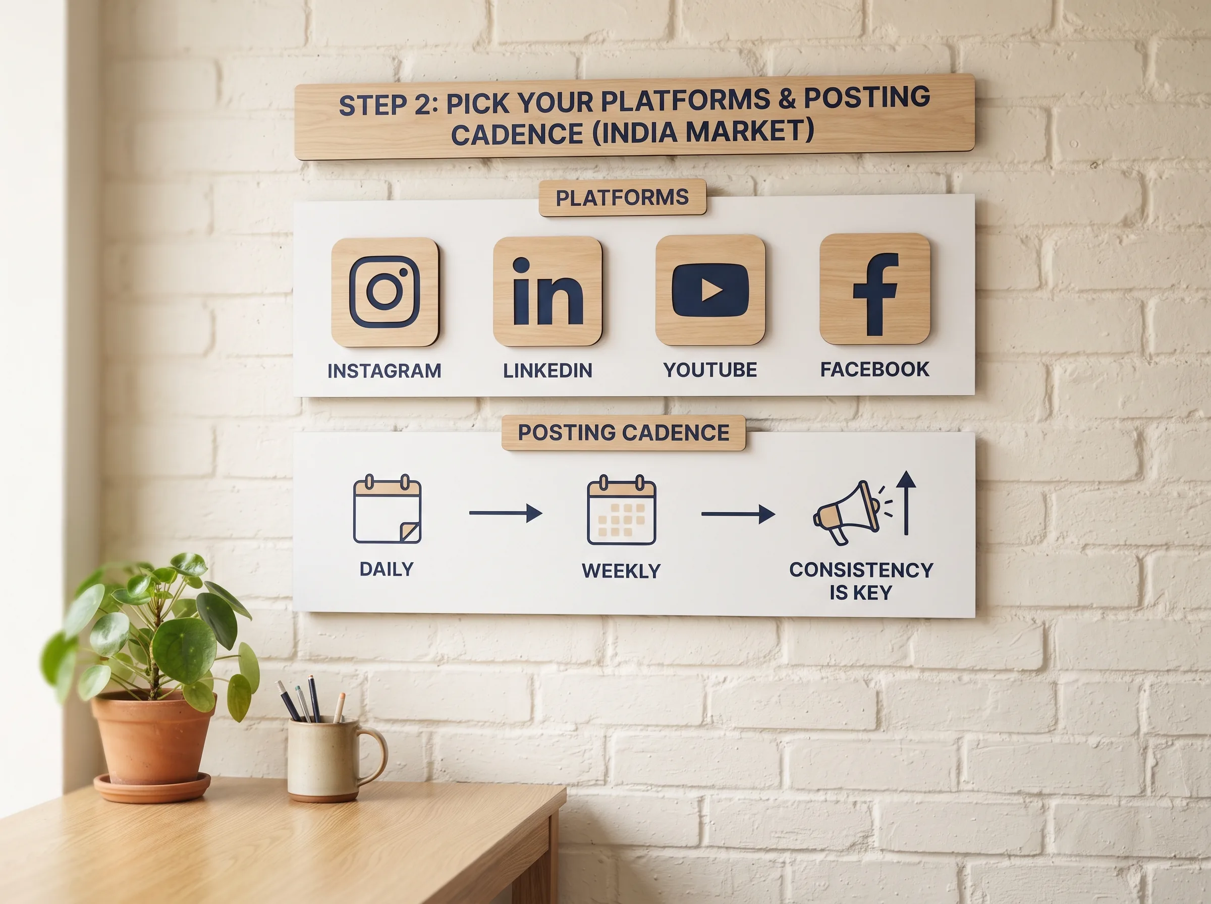 Step 2 of creating a social media calendar: picking platforms and a posting cadence