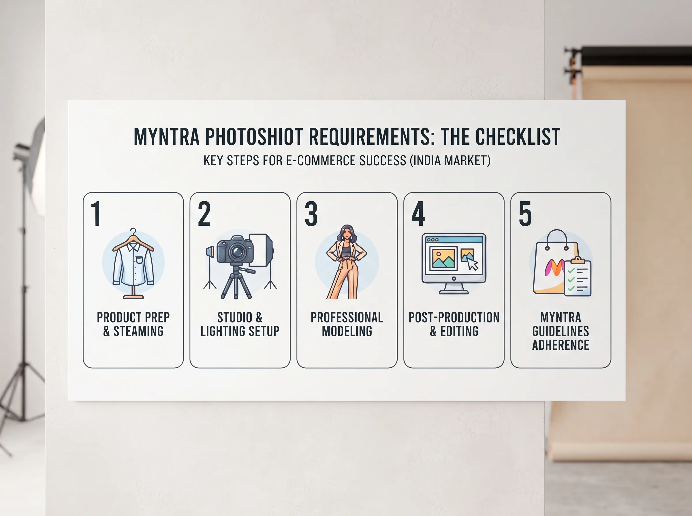 Myntra photoshoot requirements checklist infographic