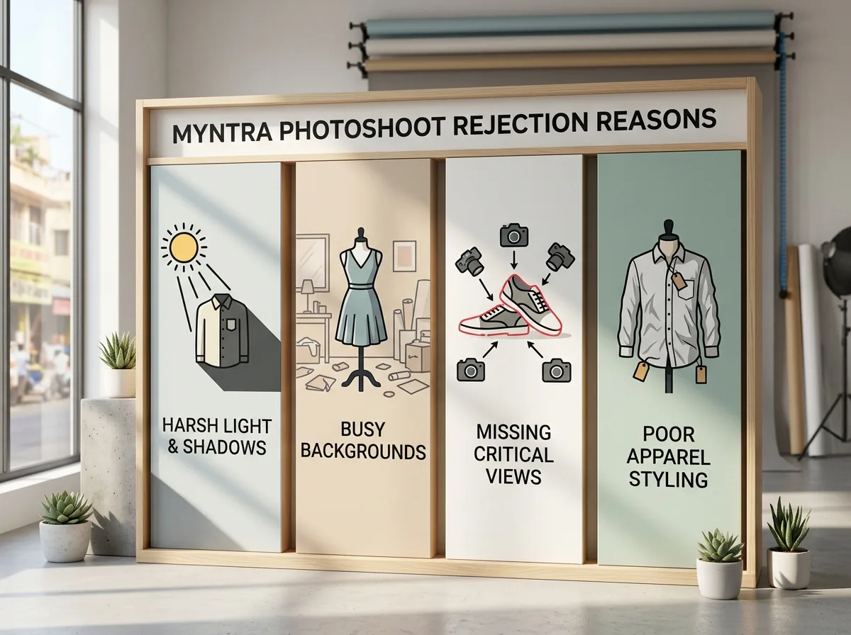Common Myntra listing rejection reasons diagram
