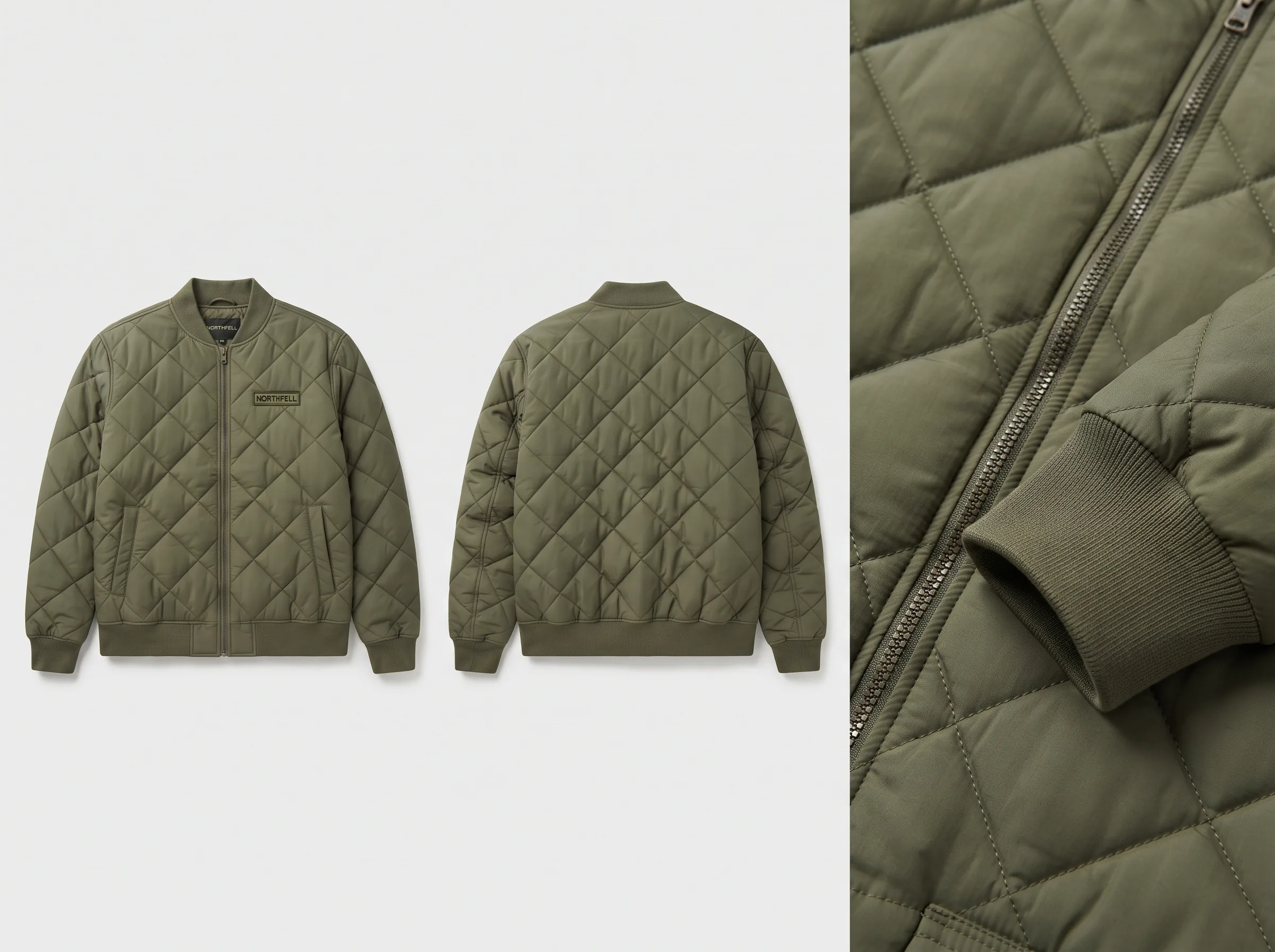 Multiple AI-generated angles of a jacket showing fabric texture and construction detail