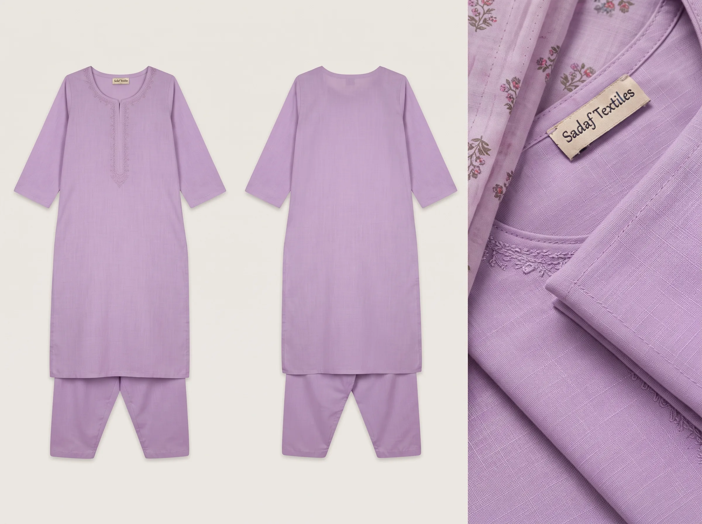 AI-generated workflow visual for an embroidered salwar suit set
