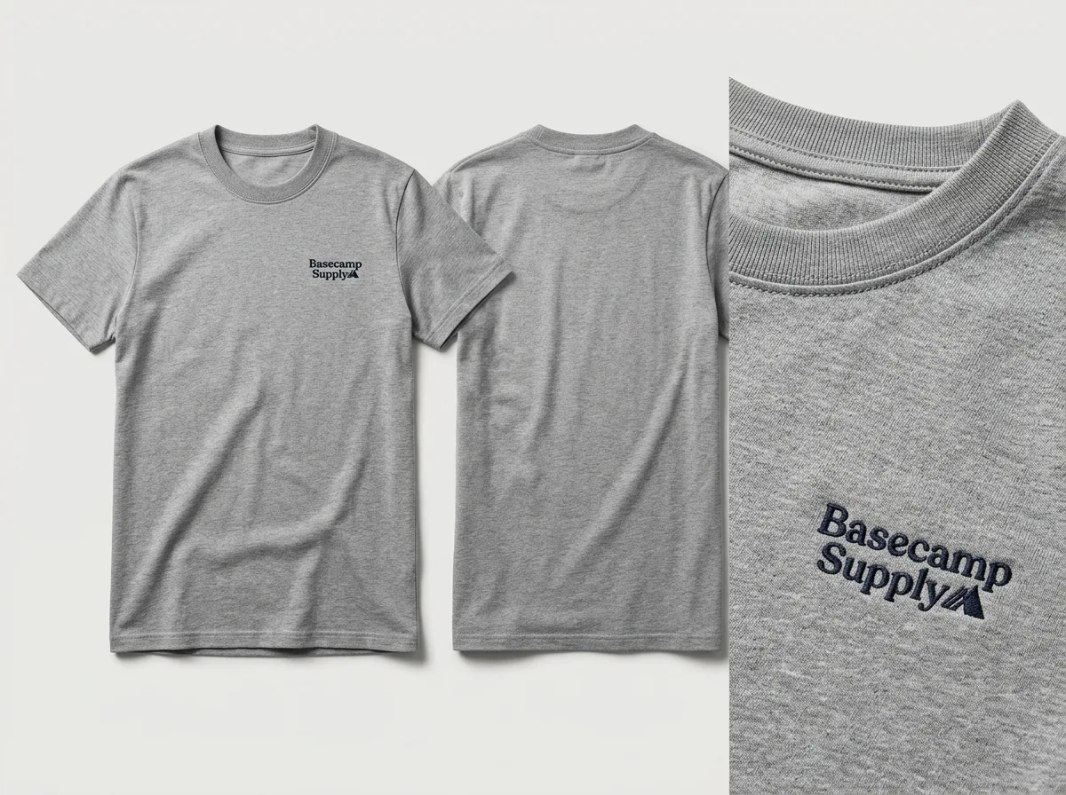 Multiple AI-generated angles of a t-shirt showing fabric texture and construction detail