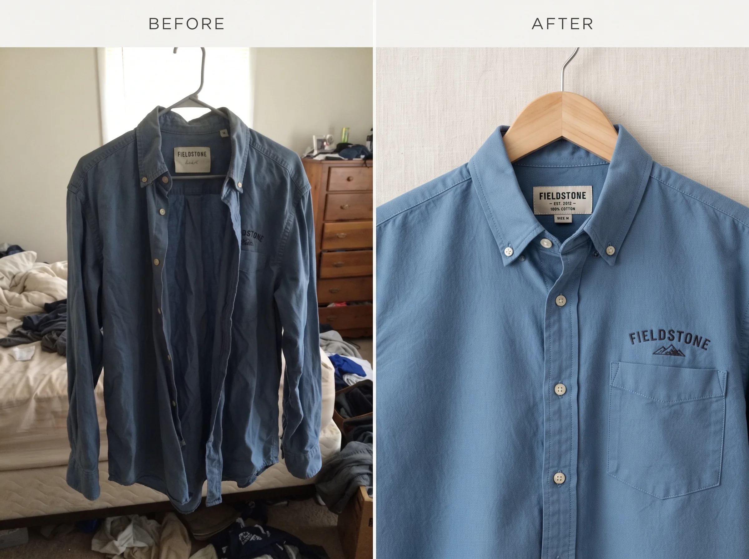 Before and after transformation for a clothing brand lookbook
