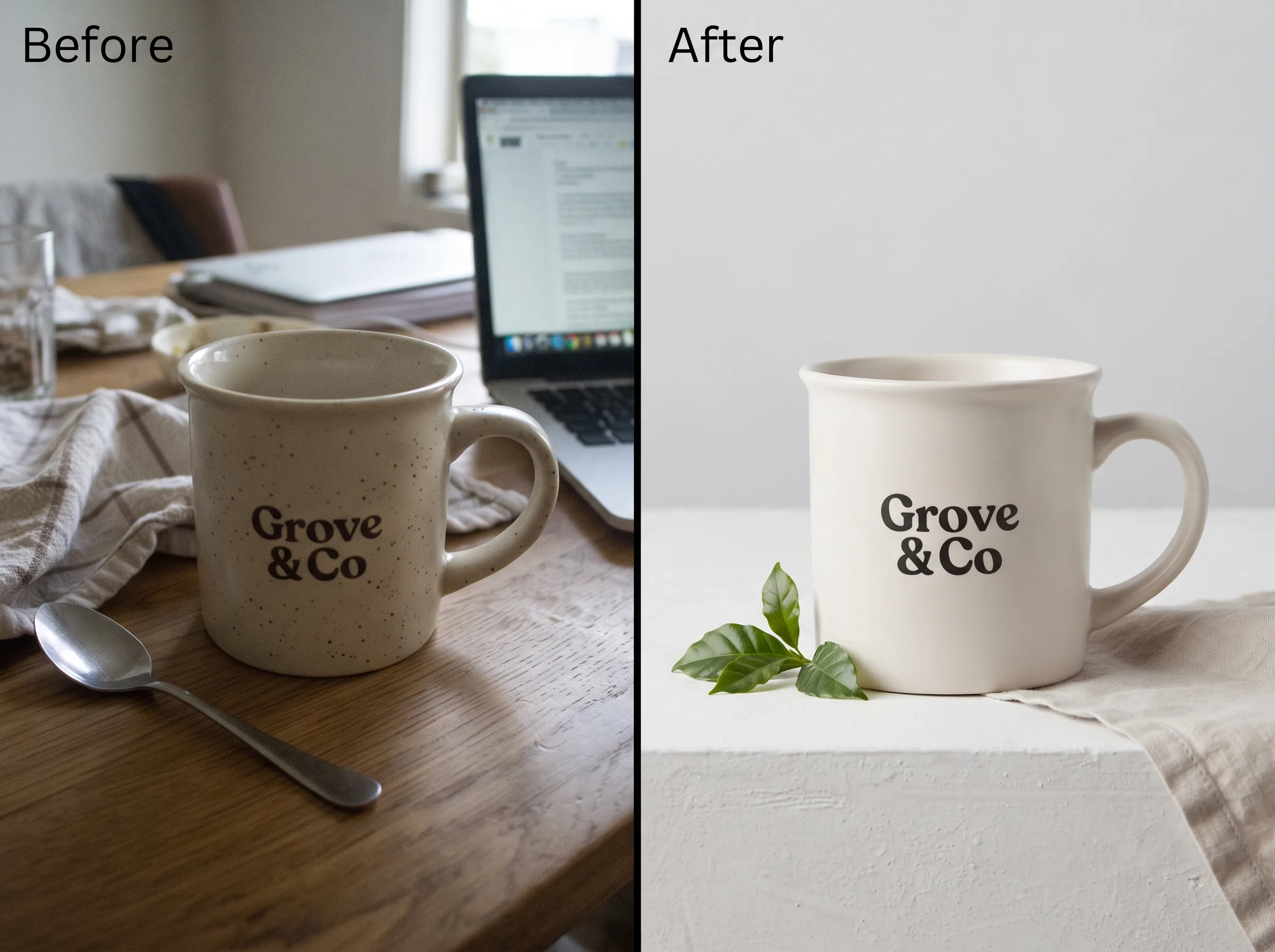 Before and after transformation for a general ecommerce listing