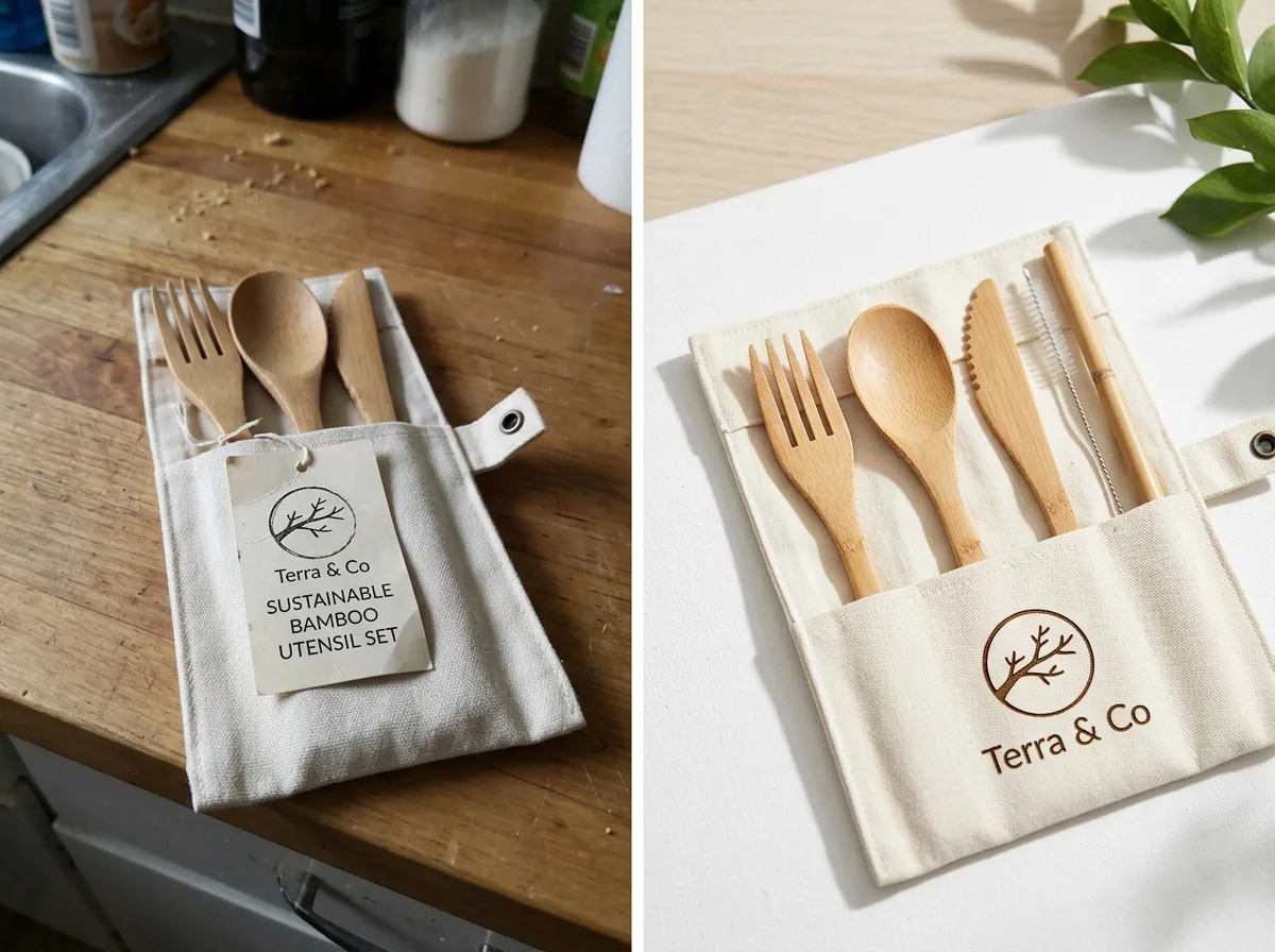 Before and after transformation for a sustainable brand catalog