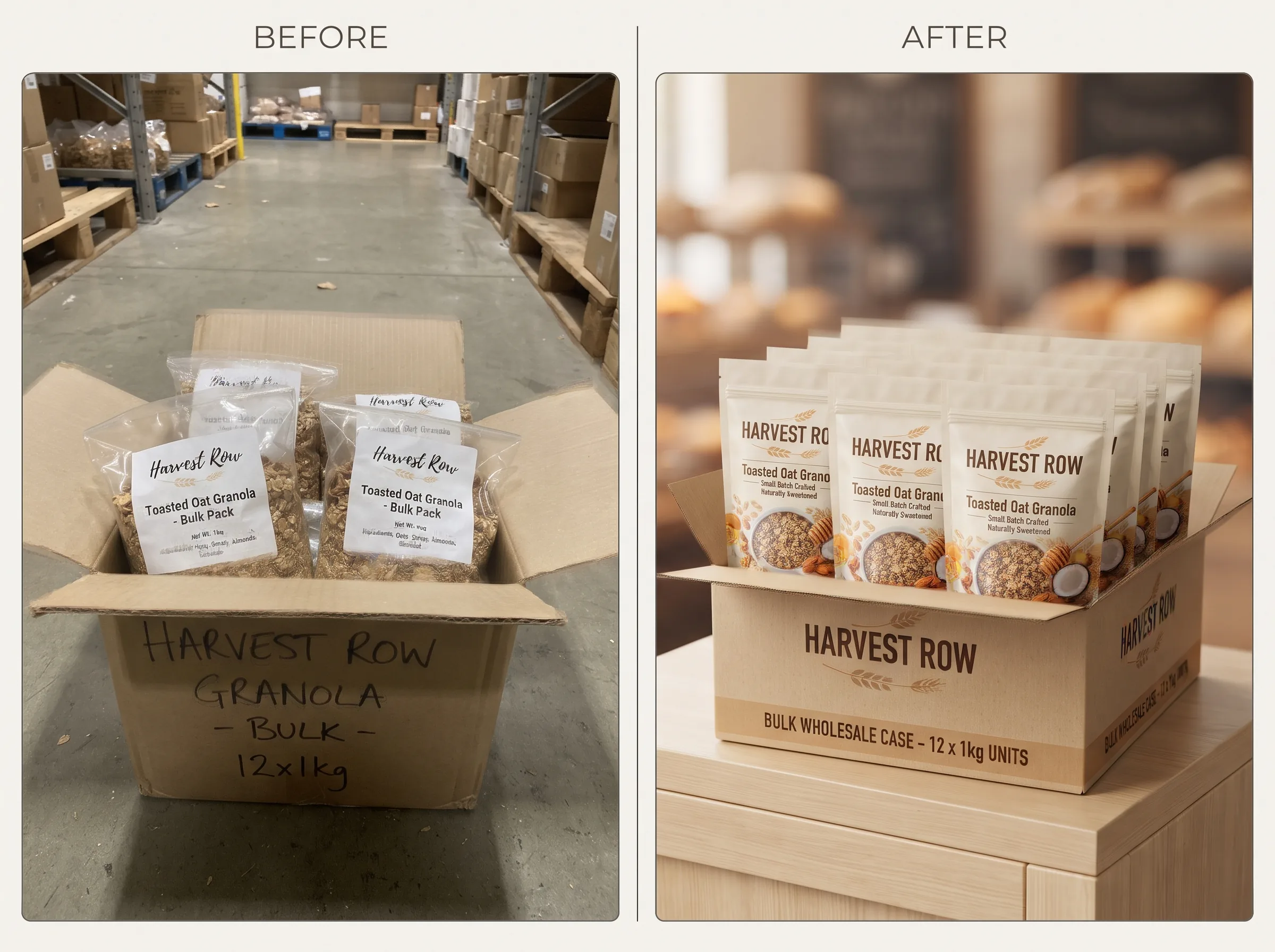 Before and after transformation for a wholesale bulk catalog