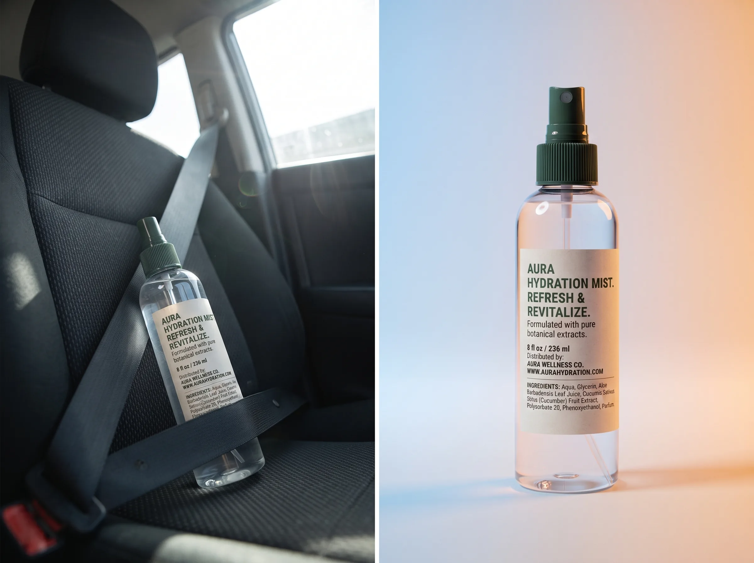 Split-frame before and after comparison of a glare-heavy car photo versus a scroll-stopping Facebook Shop listing image