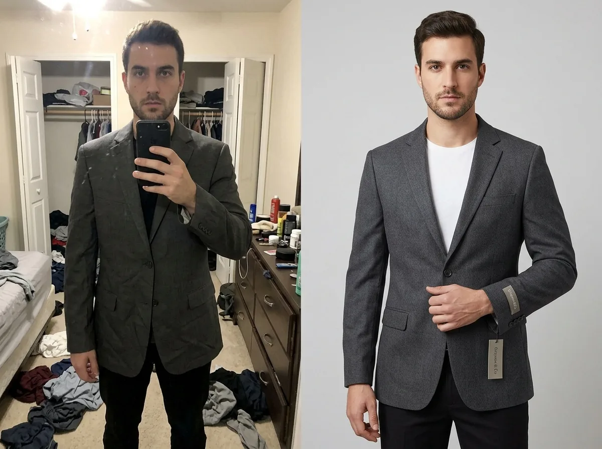 Before and after transformation for a Myntra fashion brand page