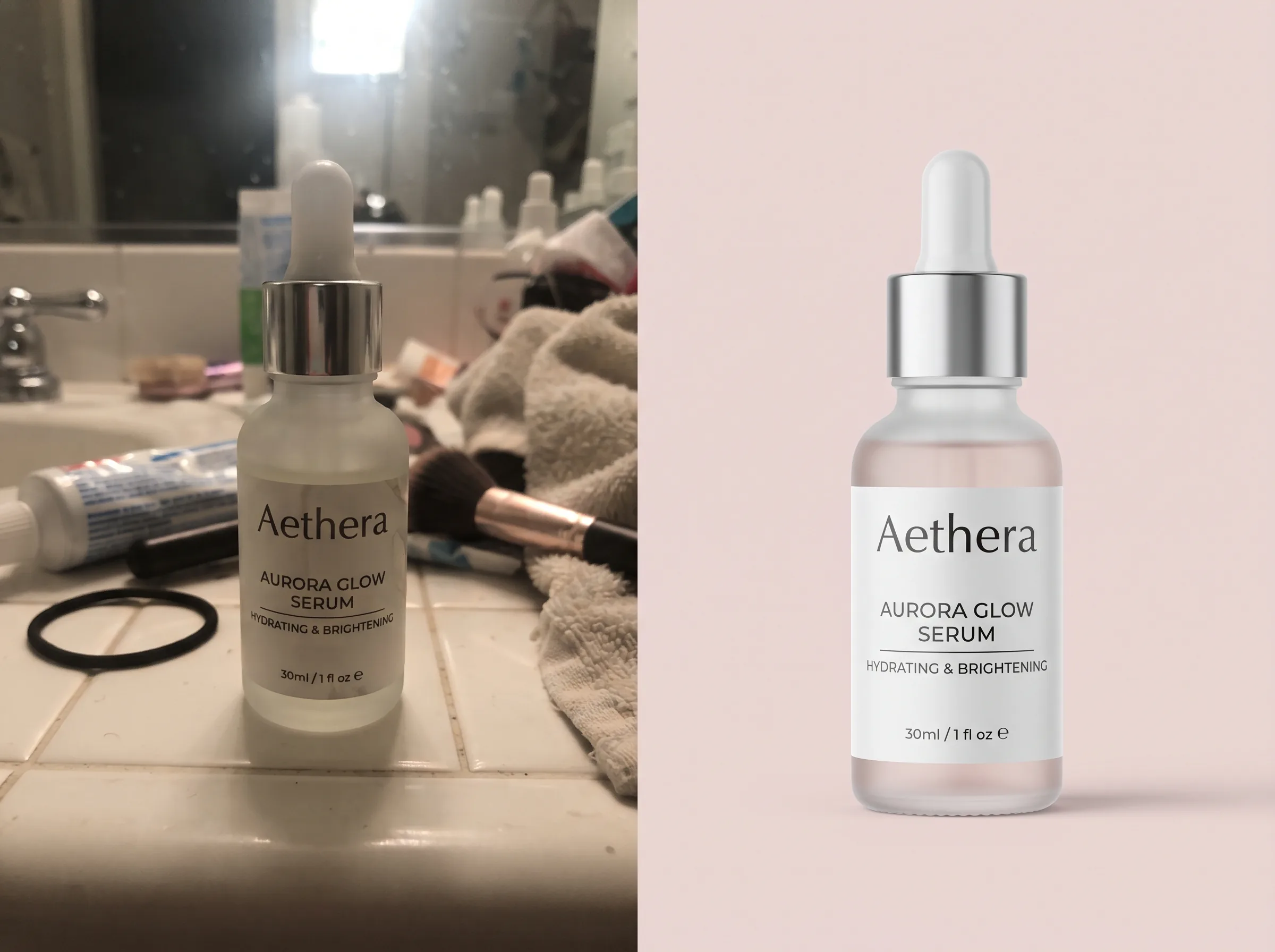 Before and after transformation for a Nykaa beauty product listing