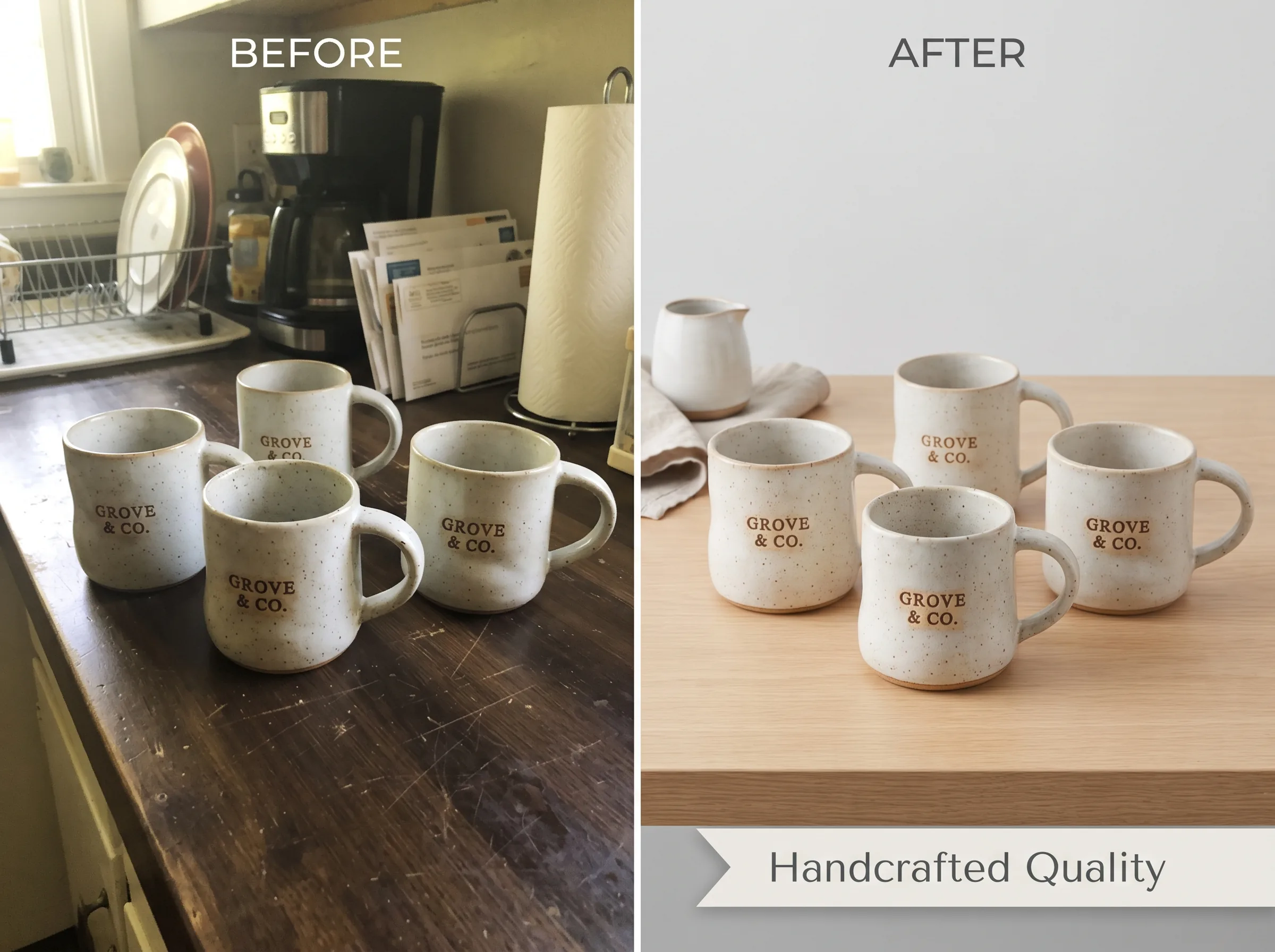 Before and after transformation for a Shopify storefront banner image