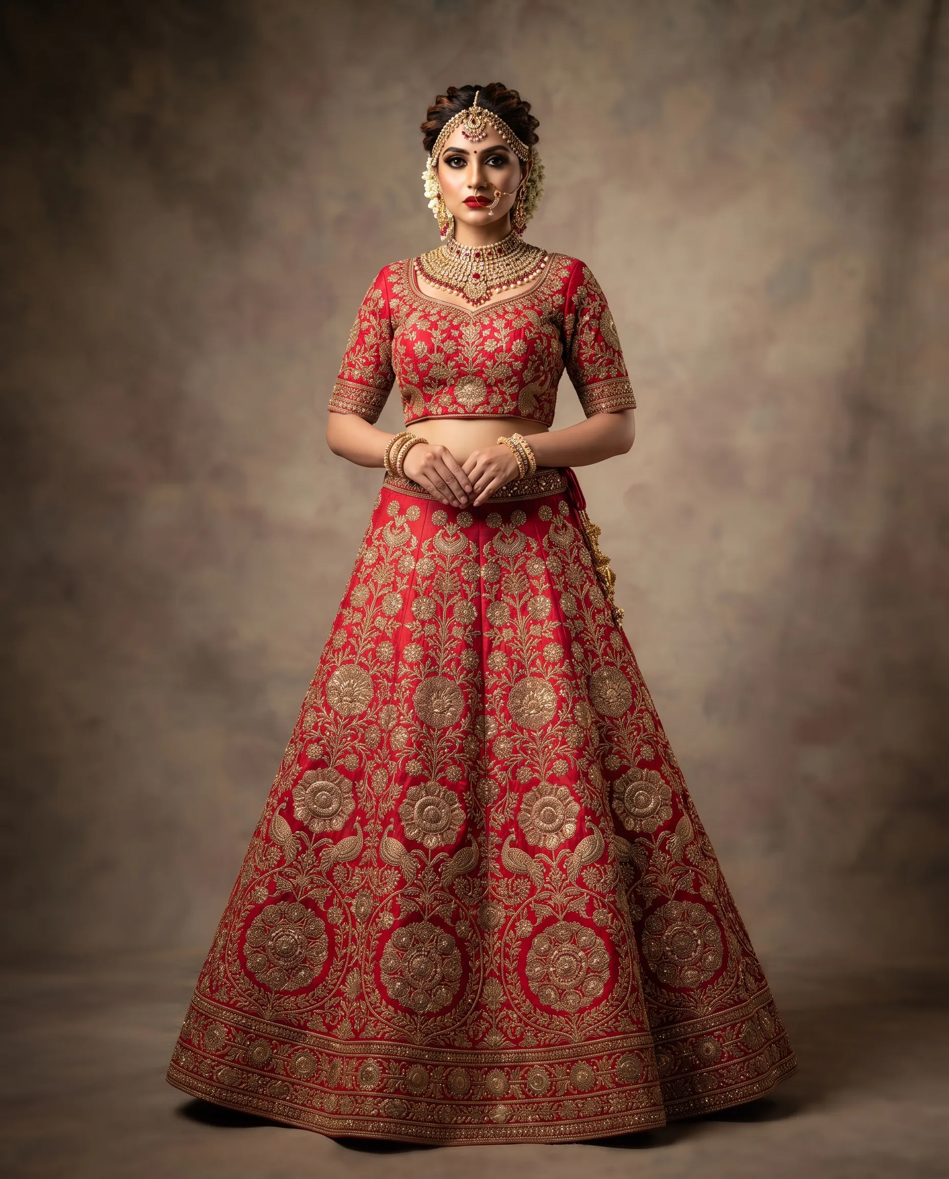 Grand Bridal Lehenga Studio Campaign Photography — our own render of this exact prompt