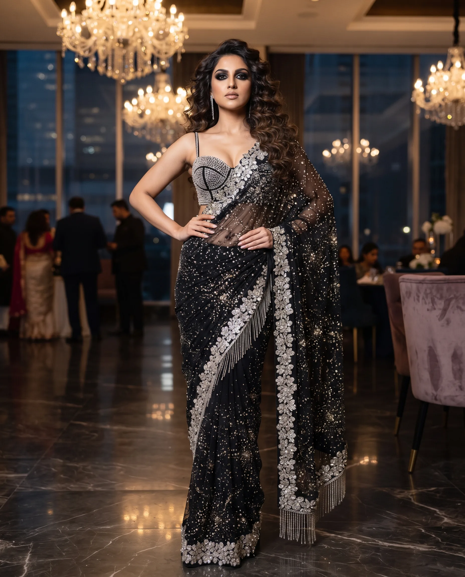 Bridal Reception Saree Crystal Embellished — our own render of this exact prompt
