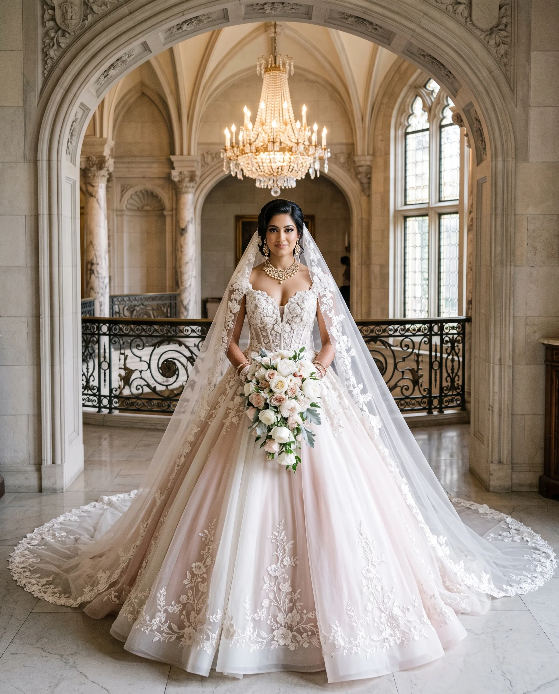 Modern Bridal Gown Indo-Western Fusion Shoot — our own render of this exact prompt