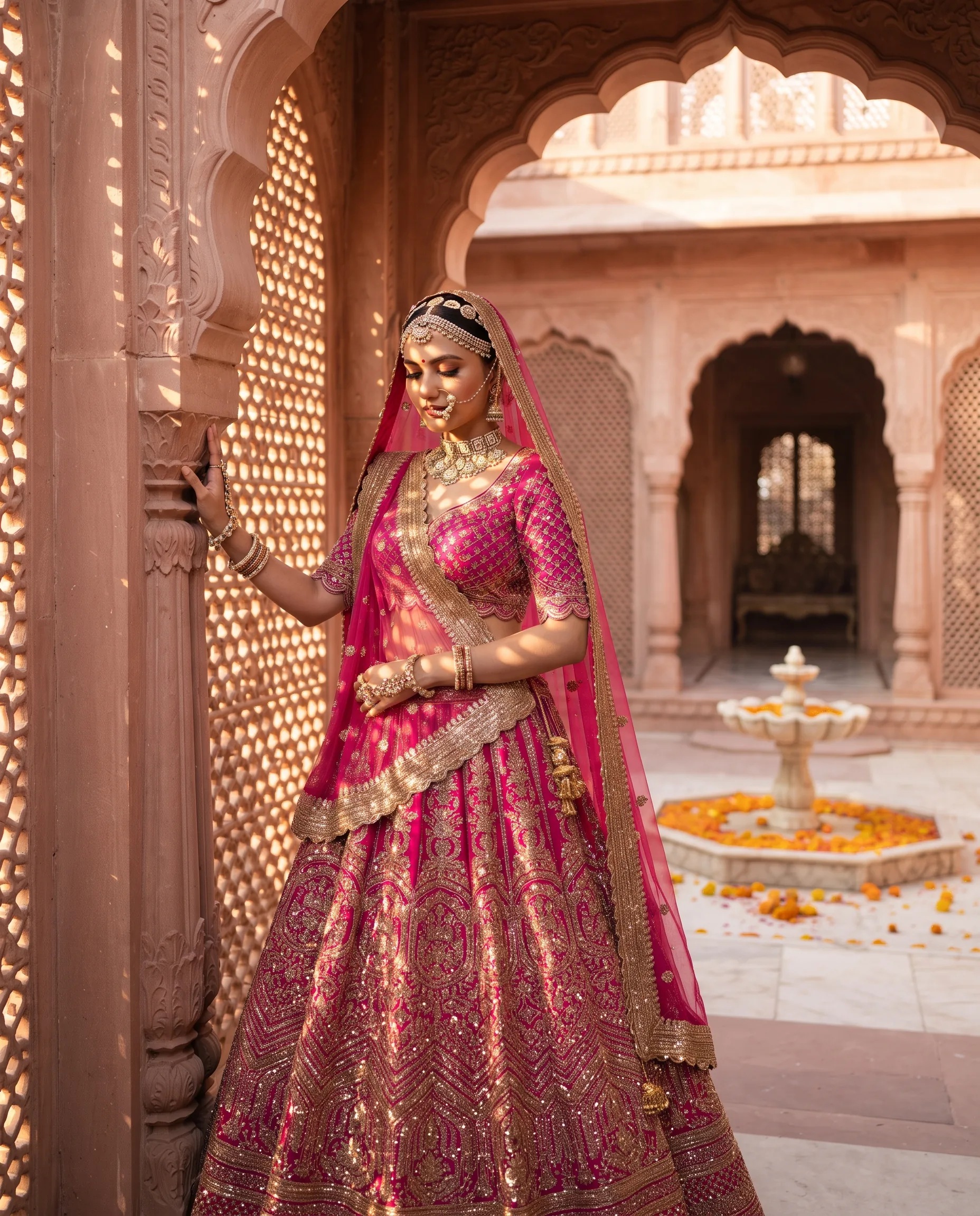 Outdoor Bridal Shoot at Palace Location — our own render of this exact prompt