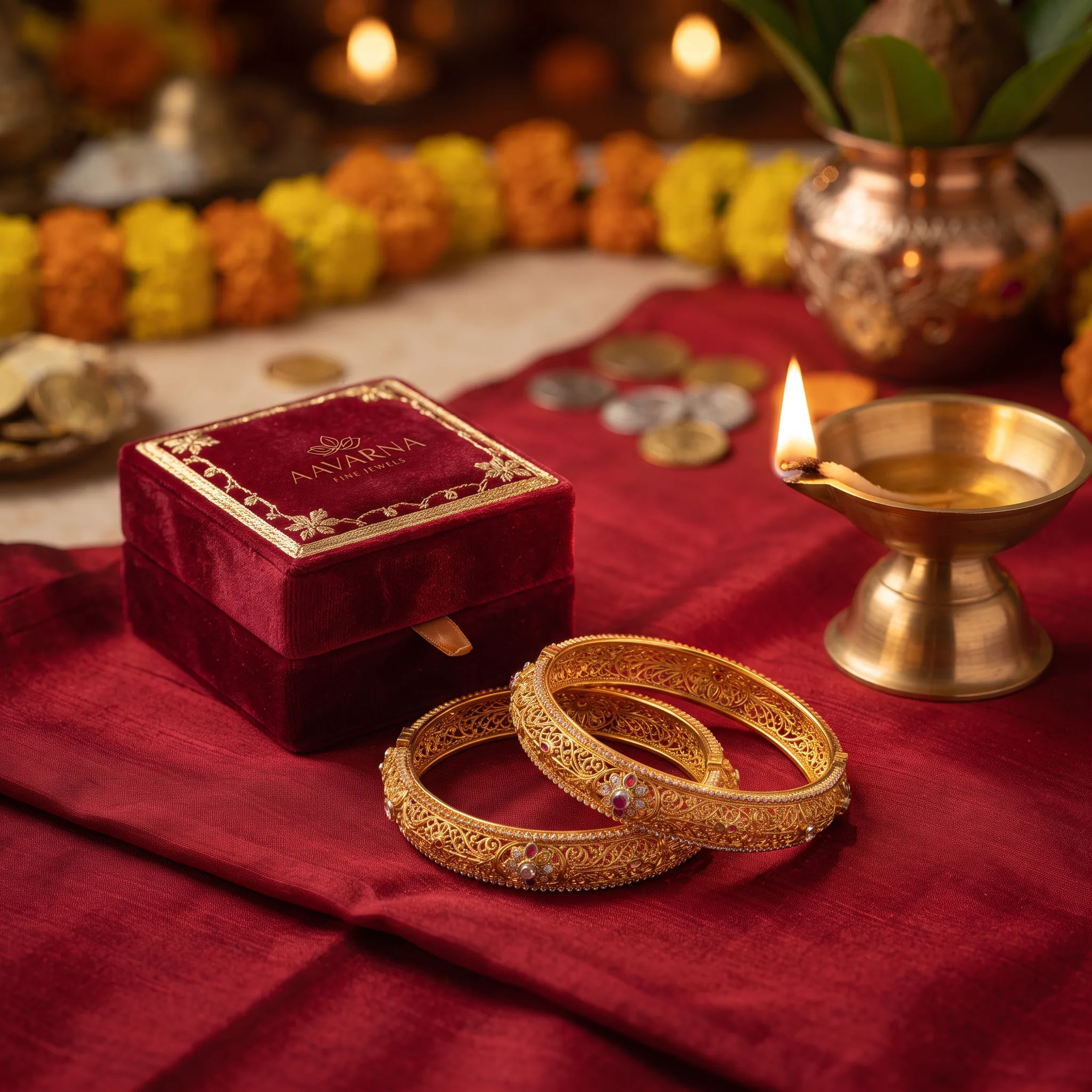 Dhanteras Jewelry Product Photo — our own render of this exact prompt