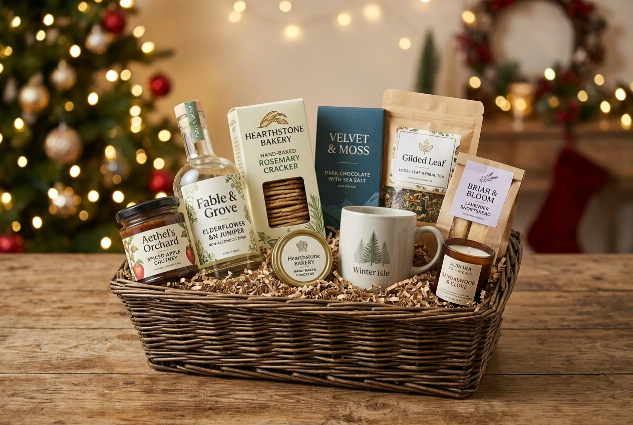 Luxury Festive Hamper Image — our own render of this exact prompt