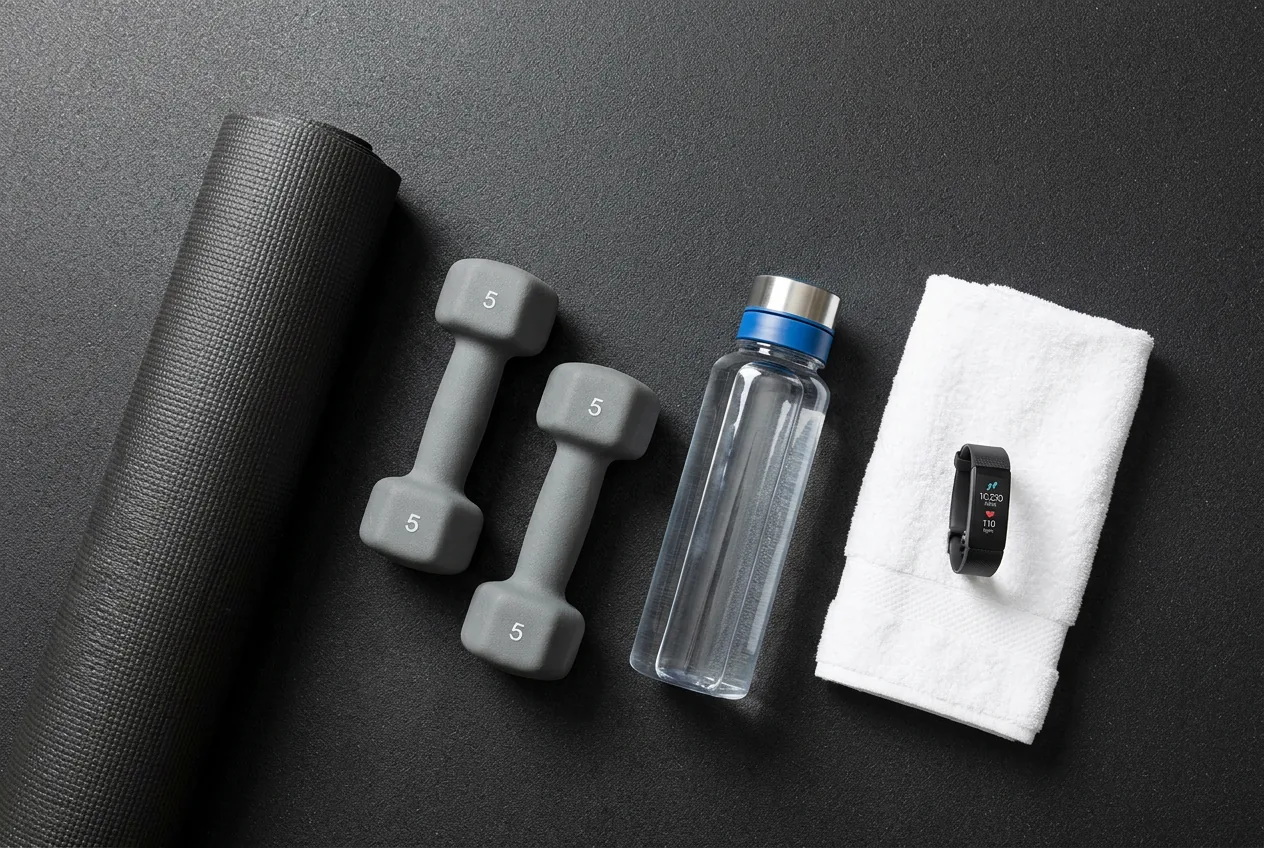Fitness Accessories Flat Lay — our own render of this exact prompt