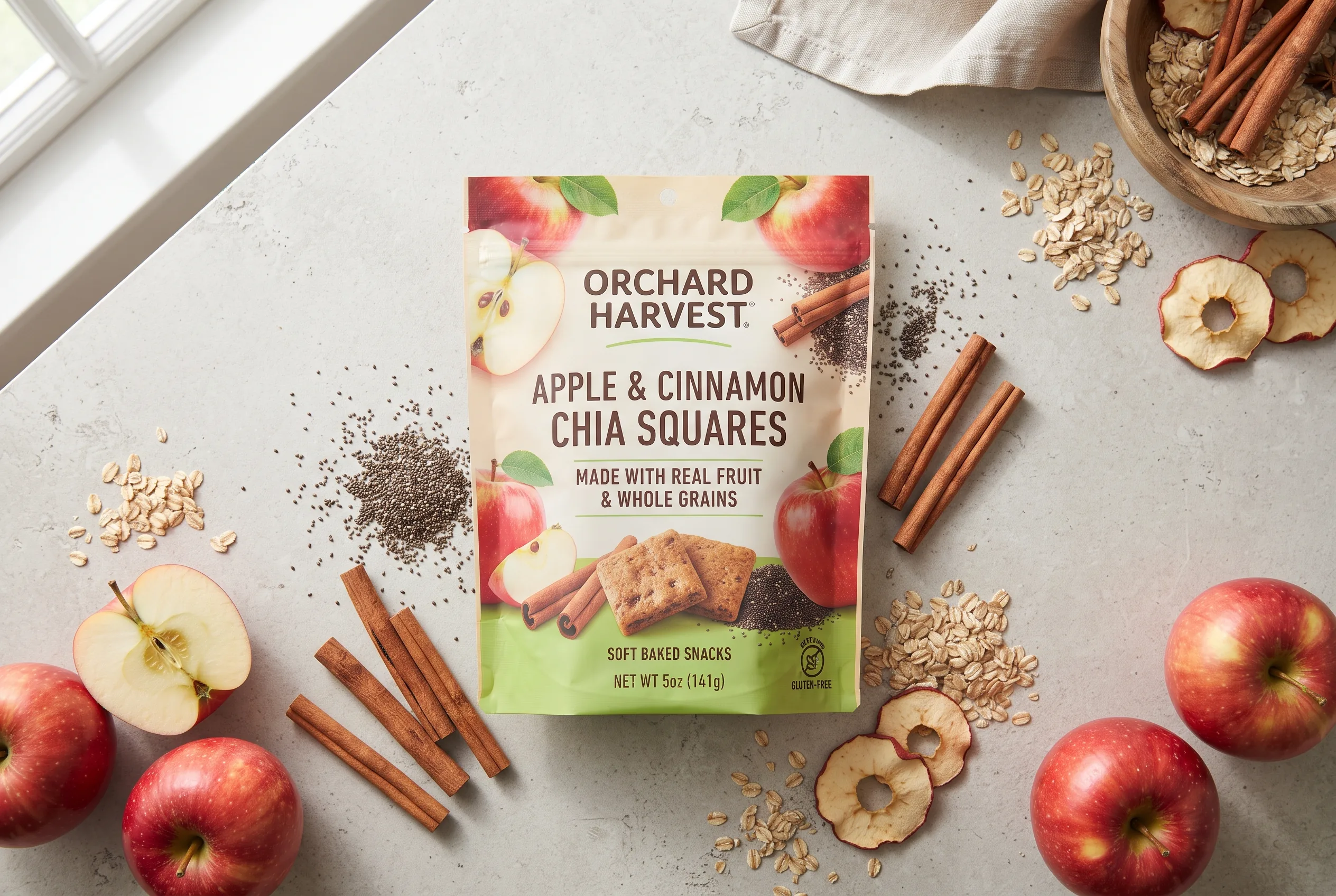 Food Packaging Ingredient Flat Lay — our own render of this exact prompt
