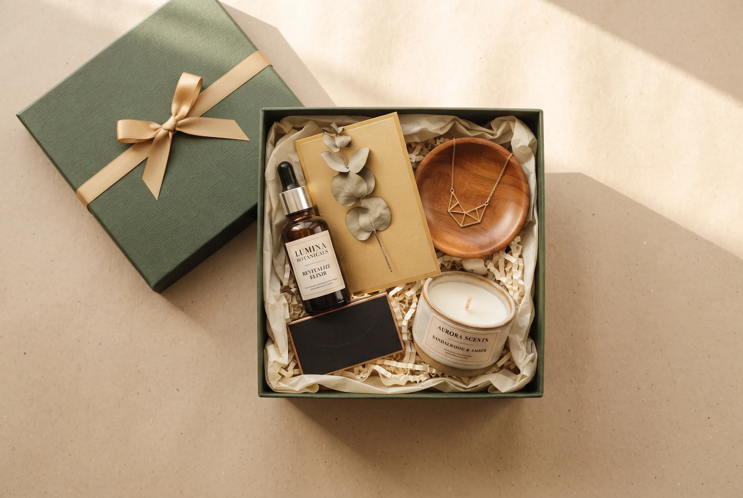 Gift Hamper Flat Lay — our own render of this exact prompt
