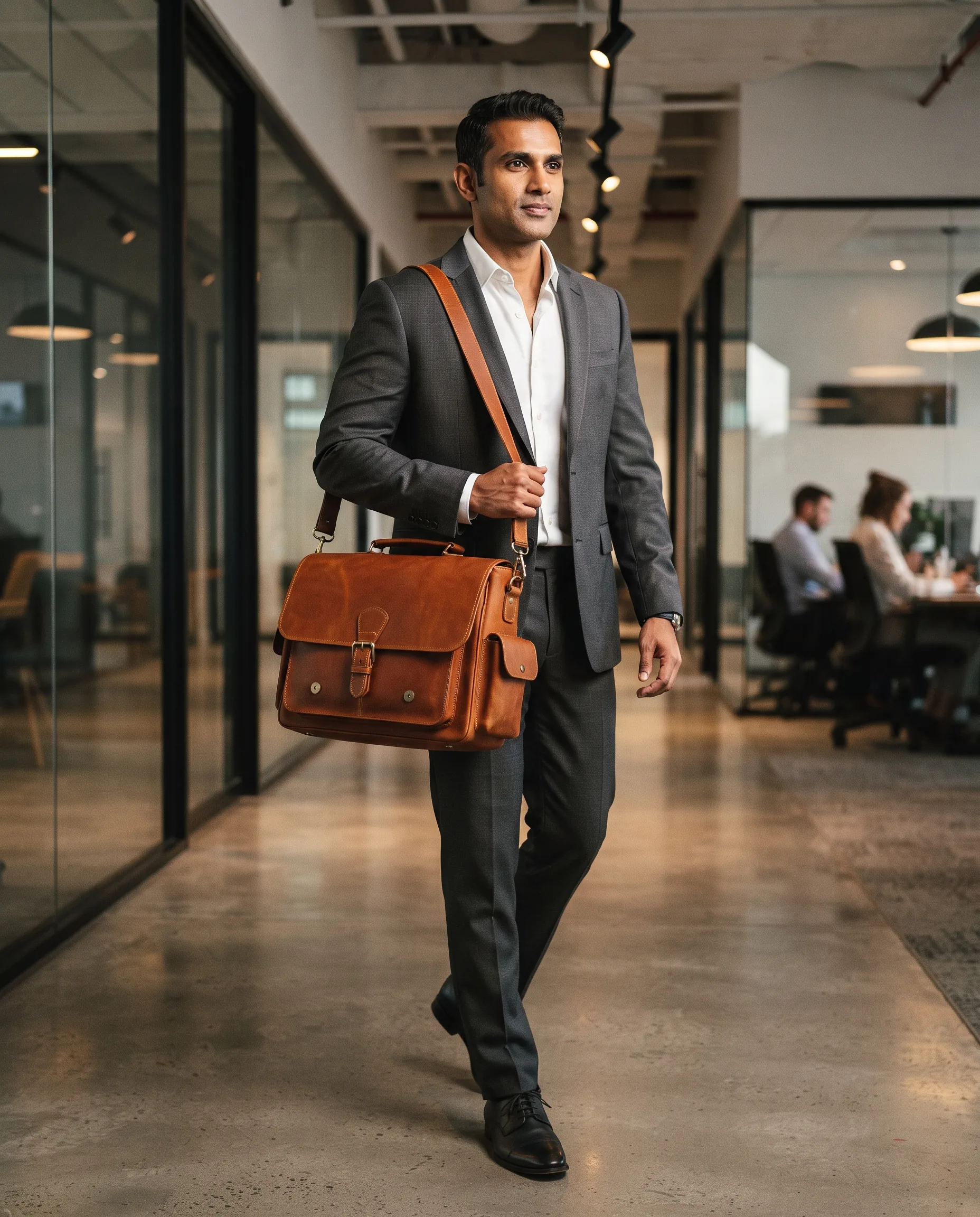 Satchel Laptop Bag Men's Professional Editorial — our own render of this exact prompt