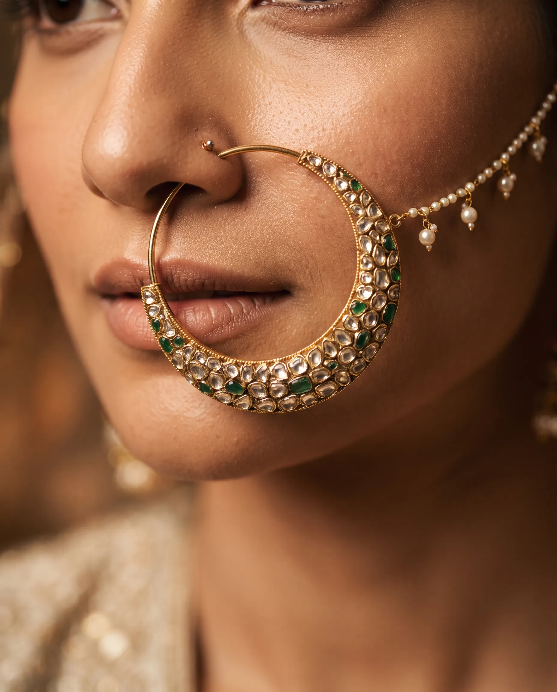 Nose Ring Nath Traditional Indian Jewelry Portrait — our own render of this exact prompt
