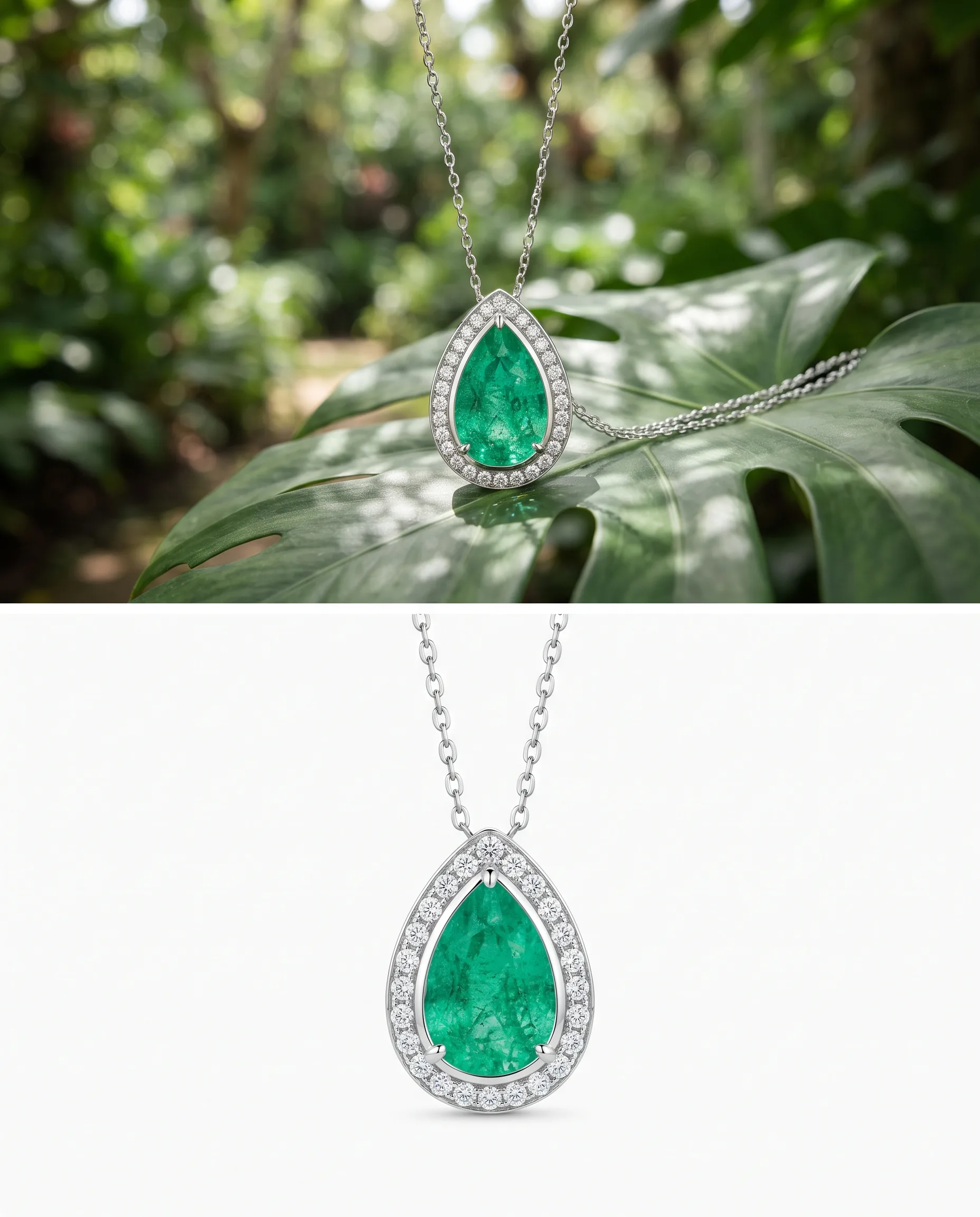 Gemstone Pendant Necklace Colored Stone Editorial — our own render of this exact prompt