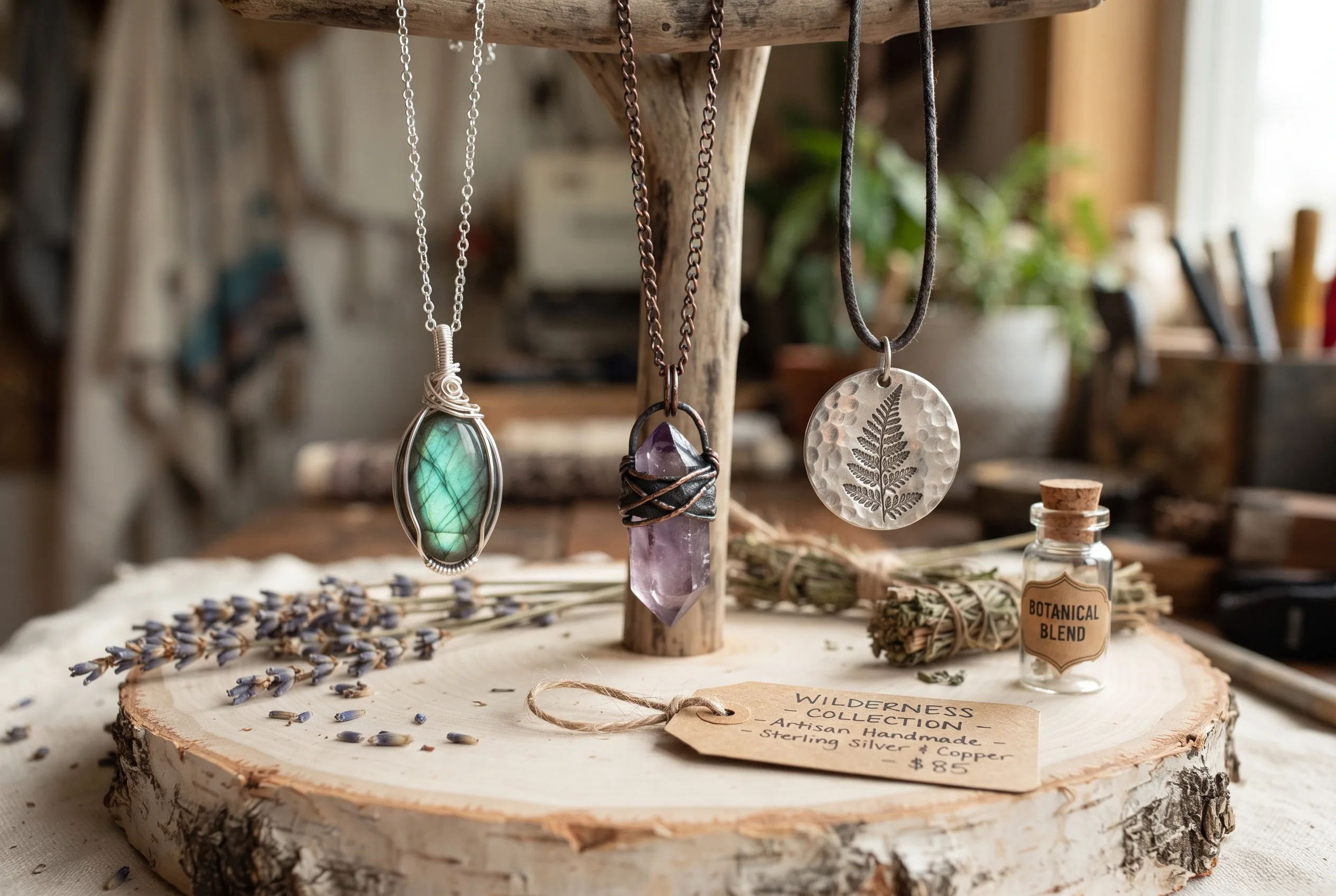 Handmade Wire Jewelry Artisan Studio Photography — our own render of this exact prompt