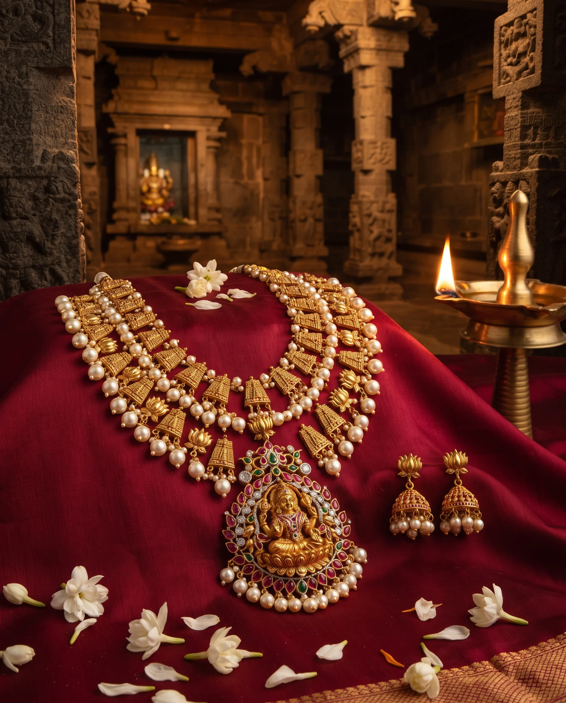 Temple Jewelry Heritage Campaign South India — our own render of this exact prompt