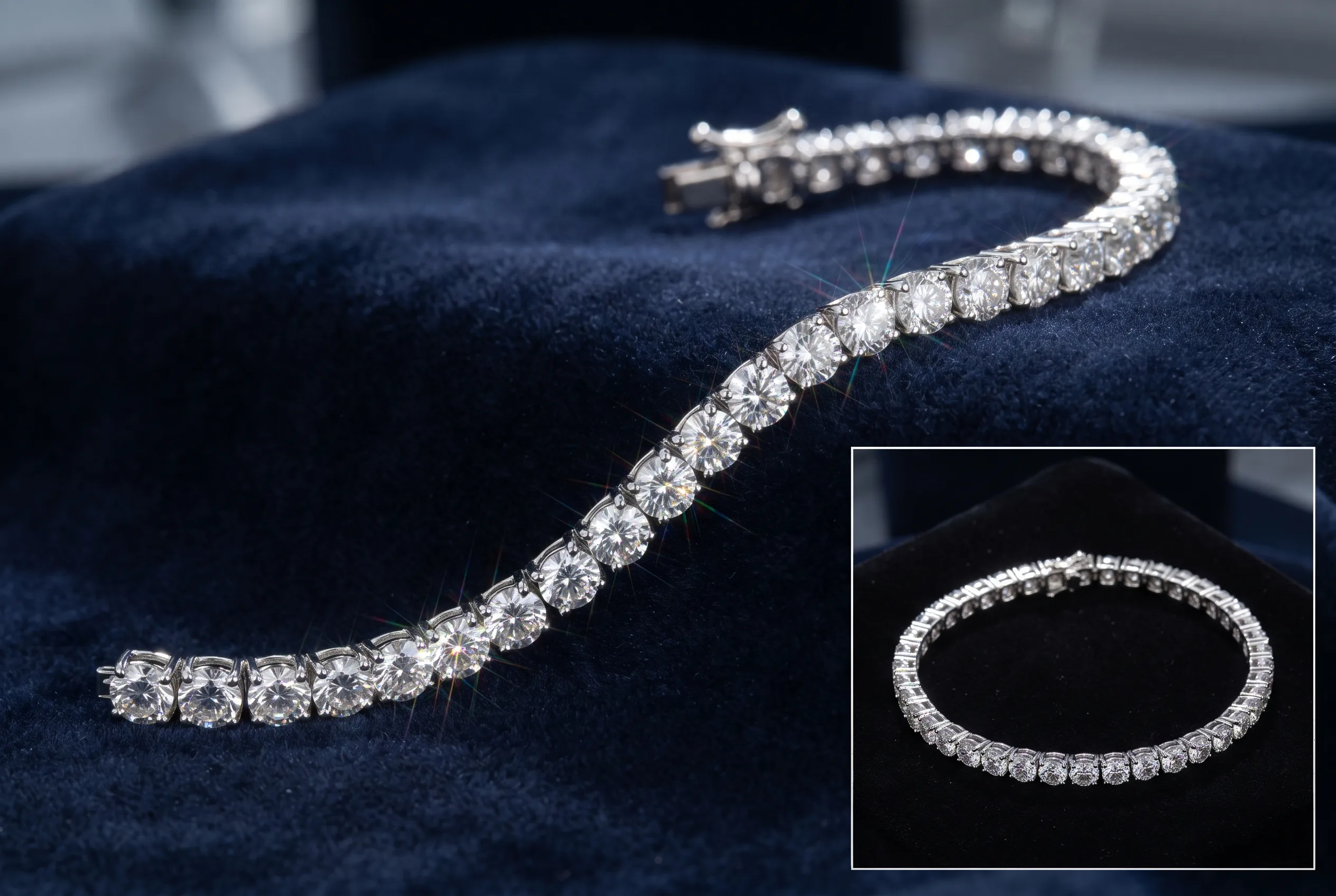 Diamond Tennis Bracelet Glamour Product Shot — our own render of this exact prompt