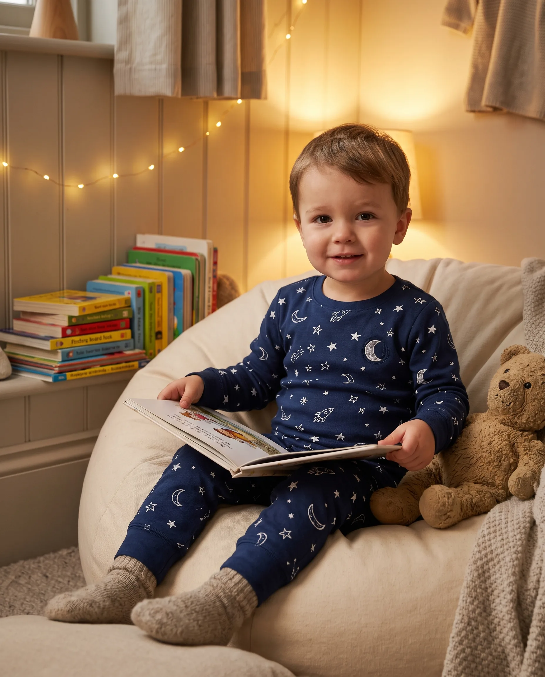 Toddler Pajama Set Nightwear Lifestyle Photography — our own render of this exact prompt