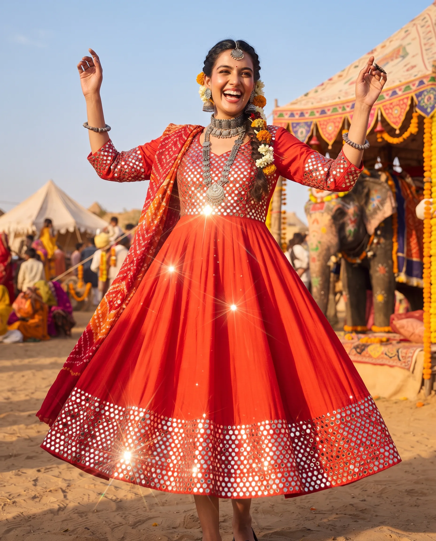 Mirror Work Kurti Rajasthani Festival Photography — our own render of this exact prompt