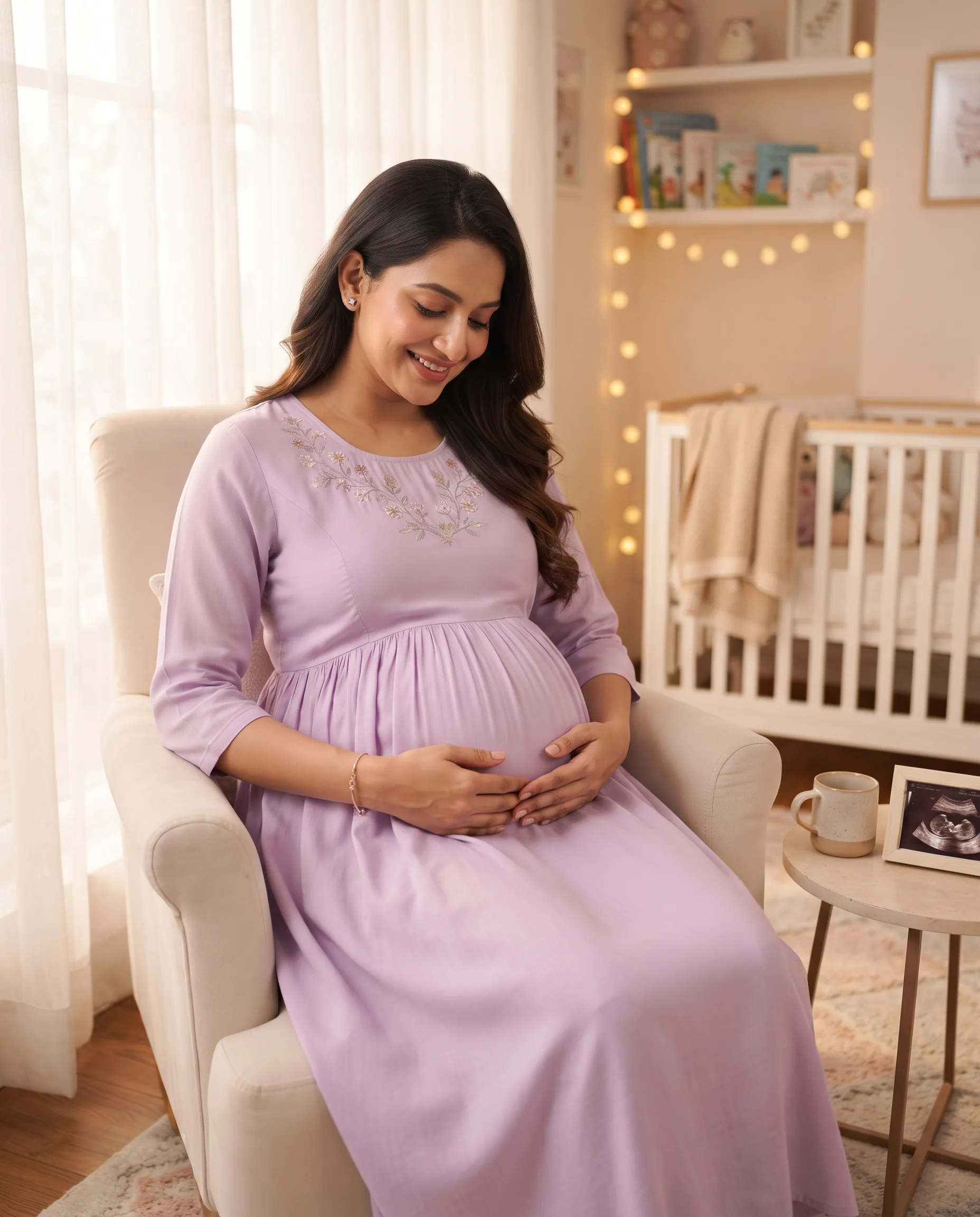 Maternity Kurti Lifestyle Pregnancy Fashion Photography — our own render of this exact prompt
