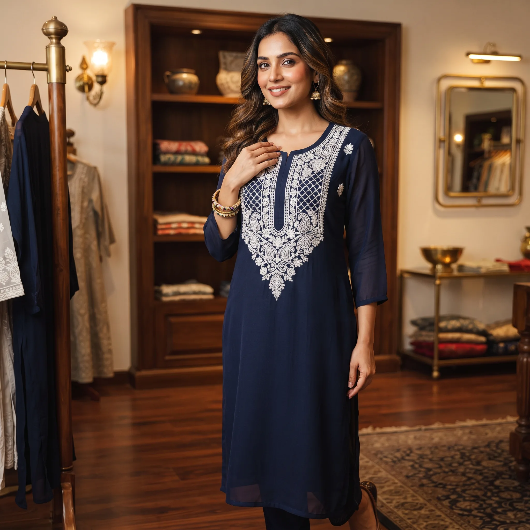 Embroidered Kurti Boutique Catalog Photography — our own render of this exact prompt