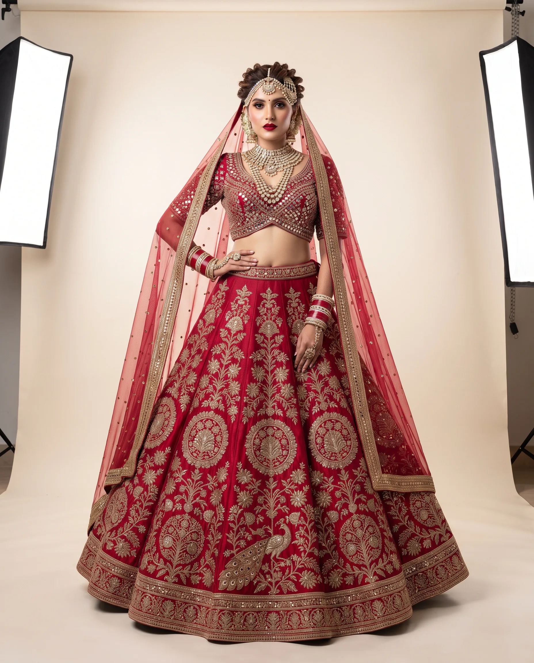 Luxury Bridal Lehenga Studio Campaign — our own render of this exact prompt