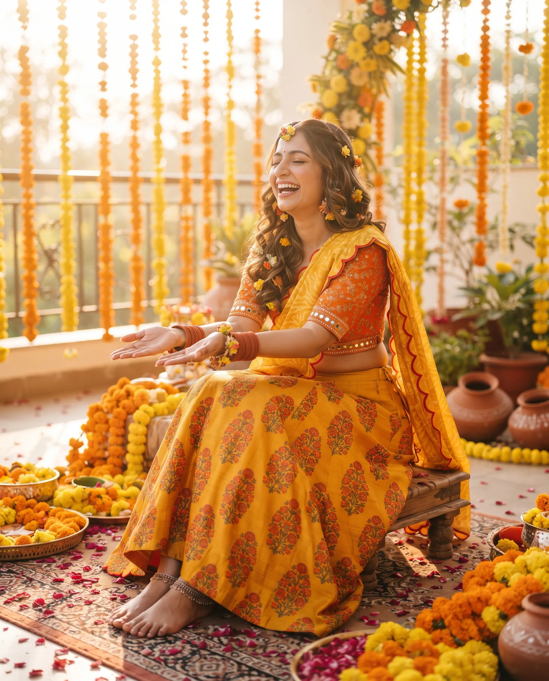 Lehenga Bridal Haldi Ceremony Photography — our own render of this exact prompt
