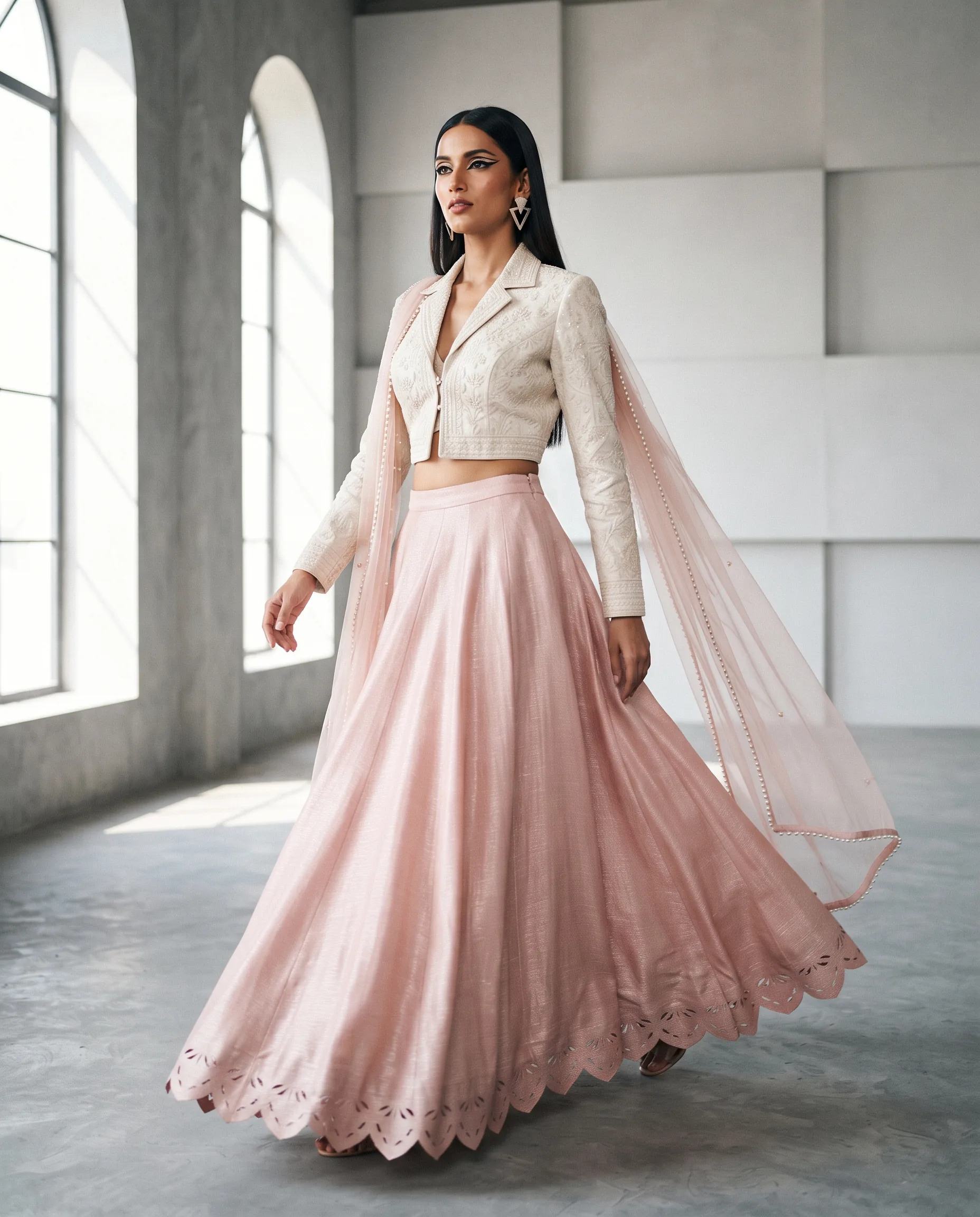 Designer Indo-Western Lehenga Editorial — our own render of this exact prompt
