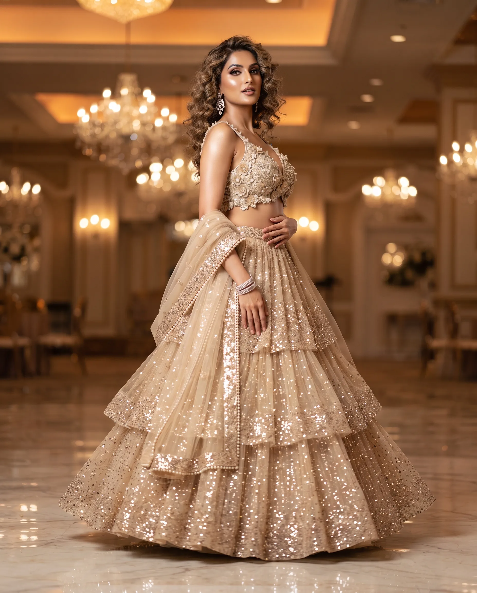 Net Lehenga Bridal Reception Glamour Shoot — our own render of this exact prompt