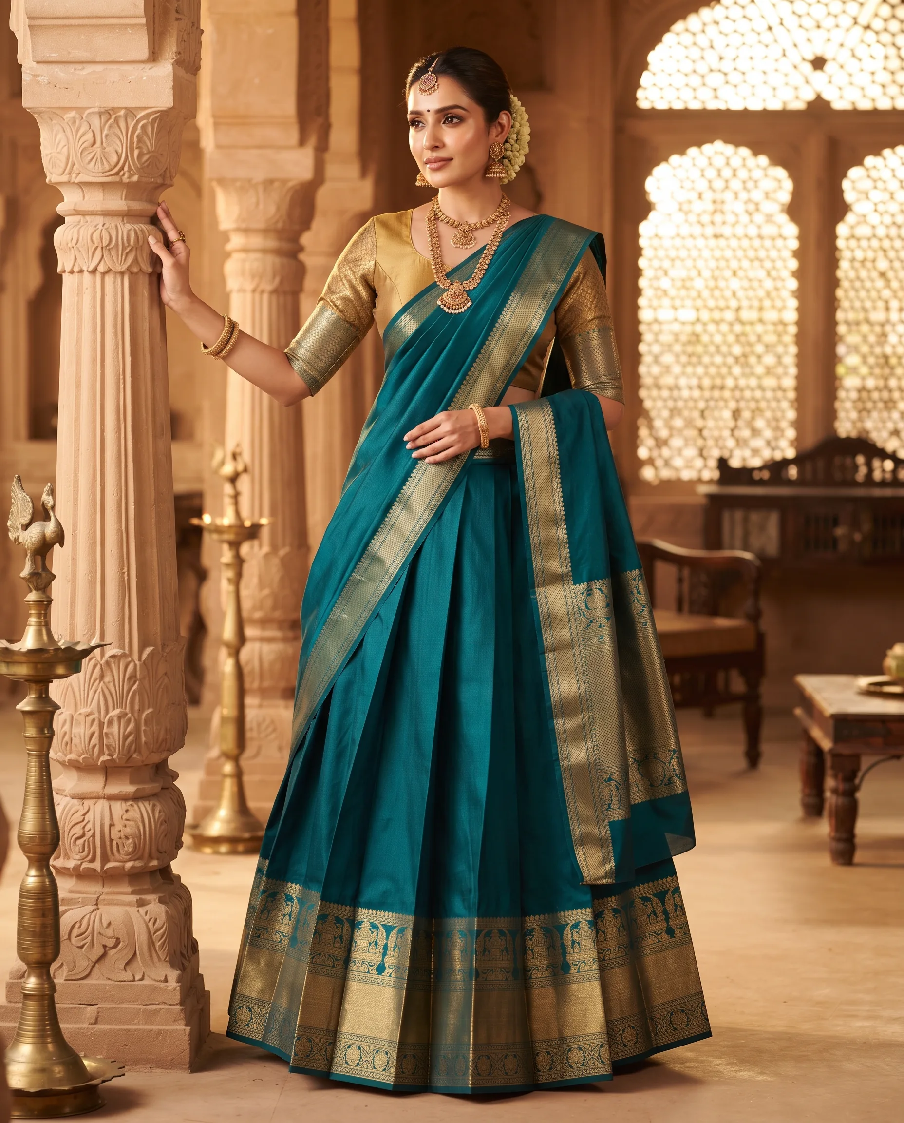Handloom Silk Lehenga Heritage Campaign — our own render of this exact prompt