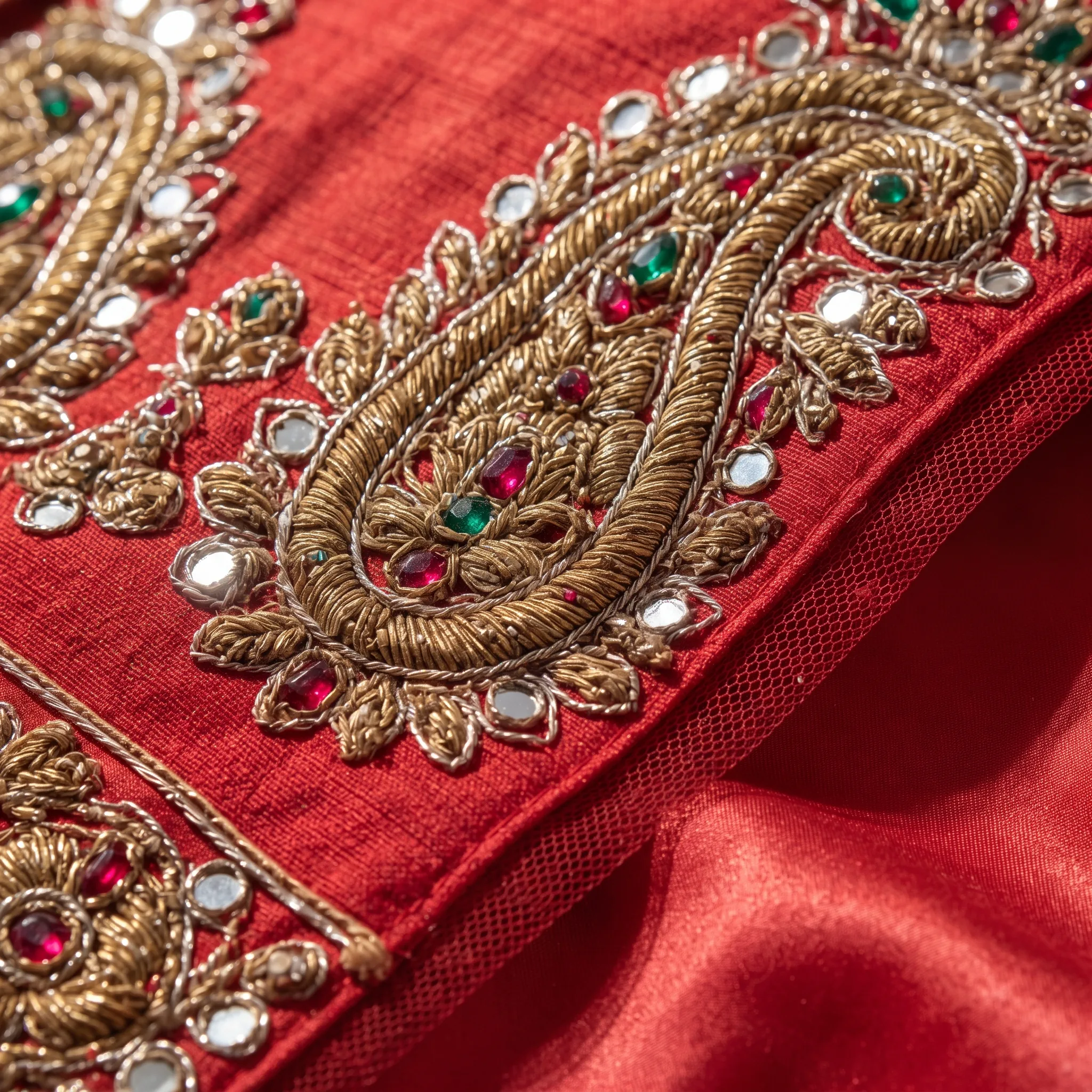 Lehenga Close-Up Textile Detail Photography — our own render of this exact prompt