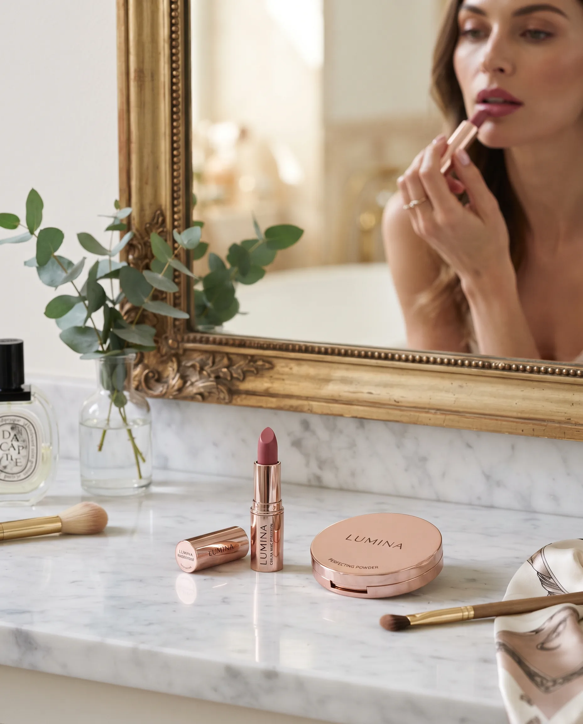 Beauty Product Vanity Editorial — our own render of this exact prompt