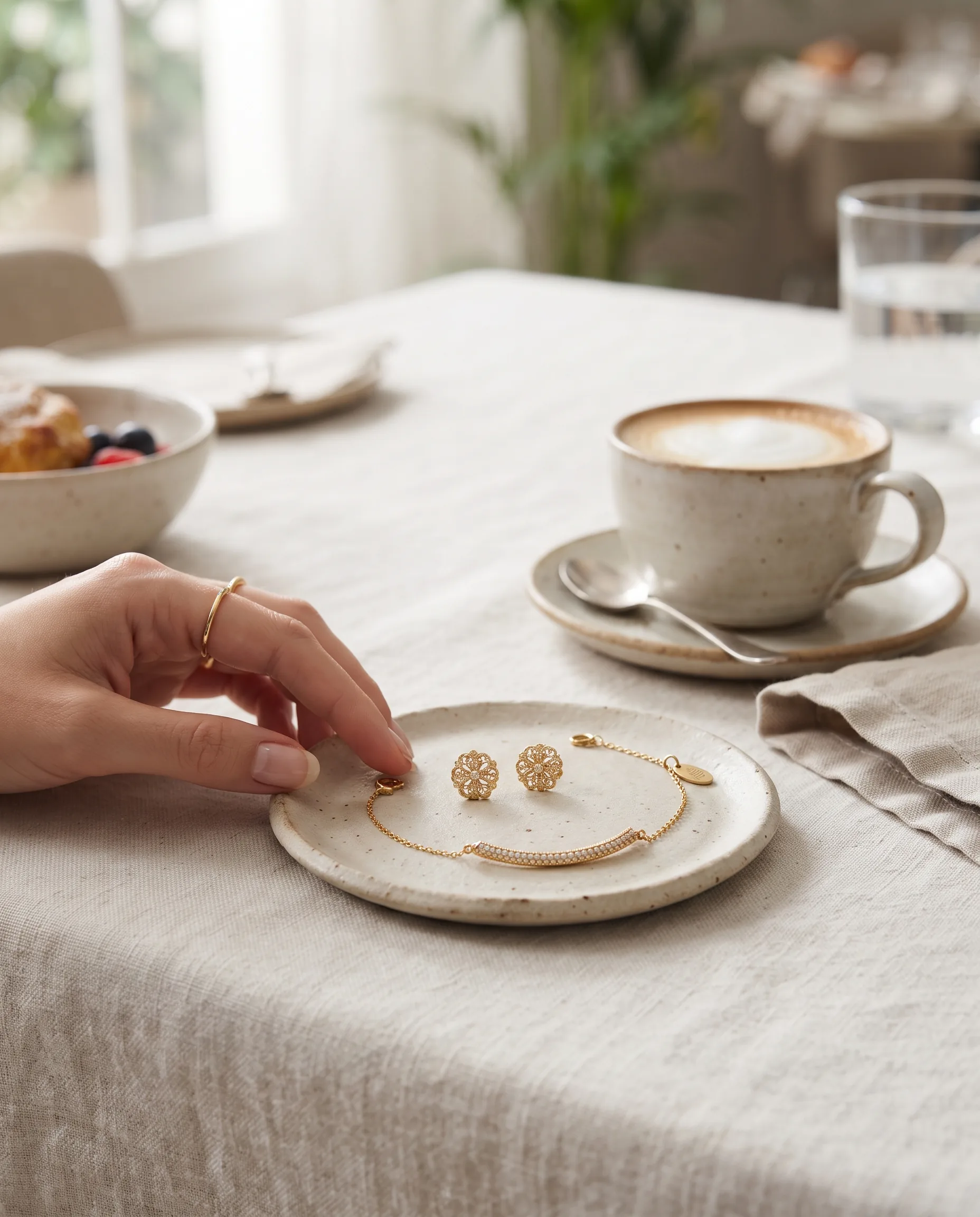 Jewelry Brunch Table Lifestyle Image — our own render of this exact prompt