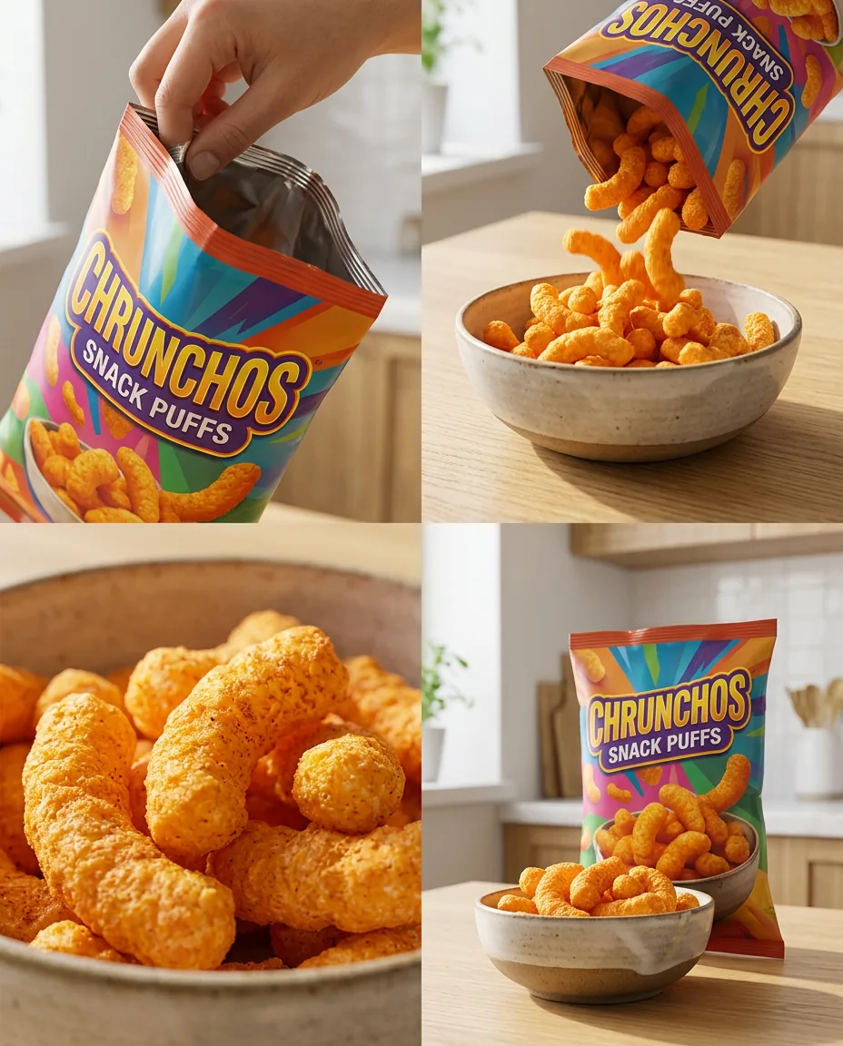 Food Packaging Pour Shot — our own render of this exact prompt