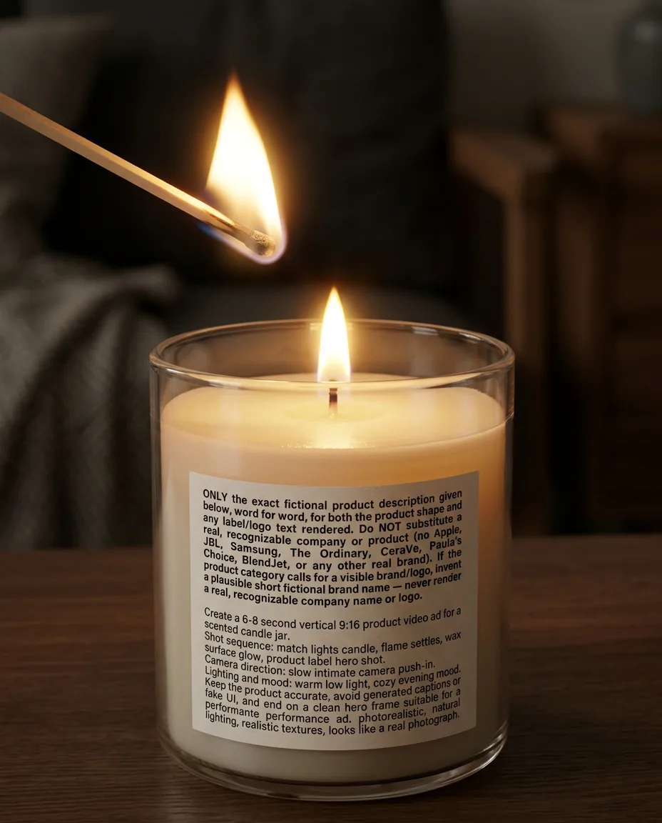 Candle Ambience Video — our own render of this exact prompt