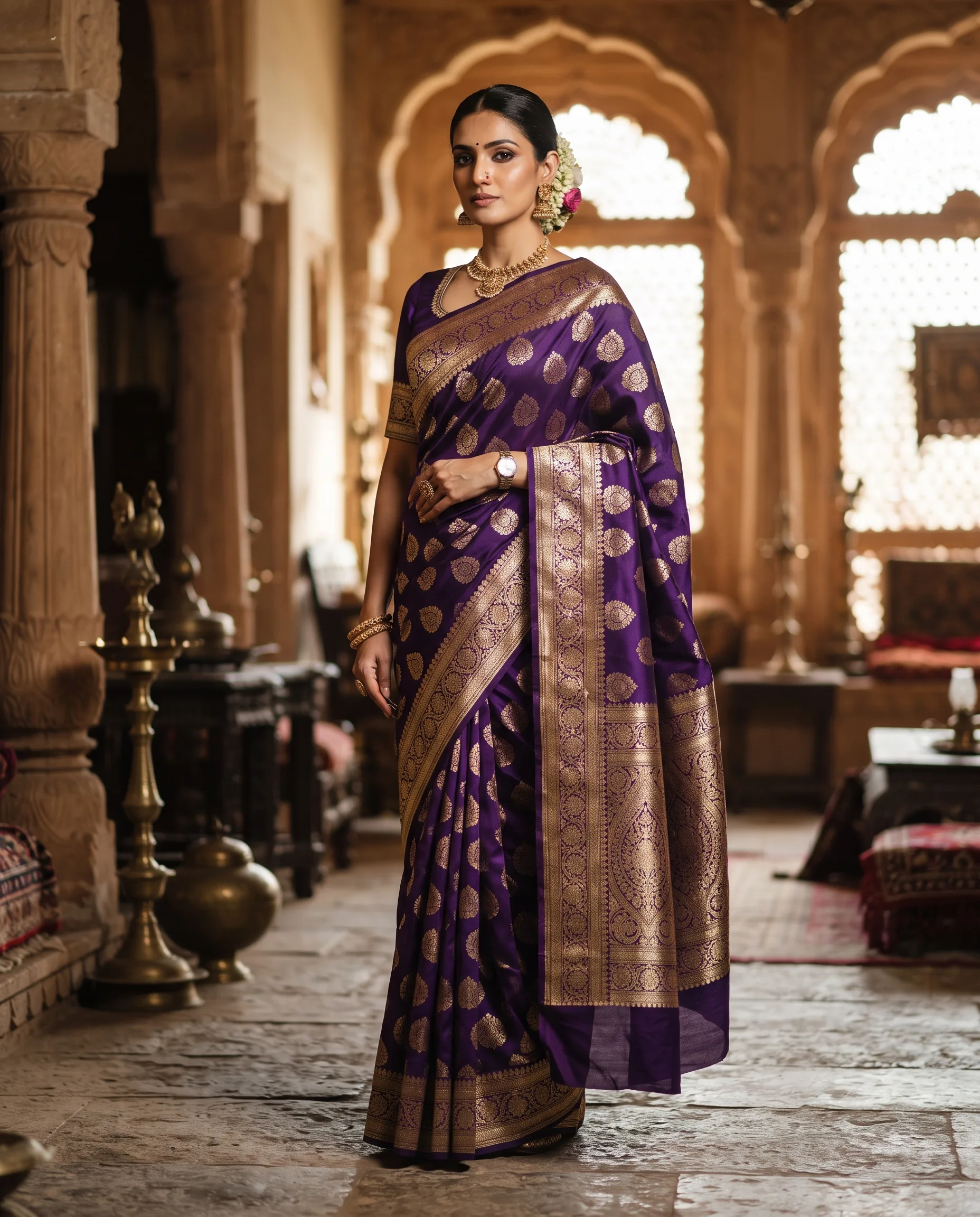 Banarasi Saree Heritage Luxury Campaign — our own render of this exact prompt